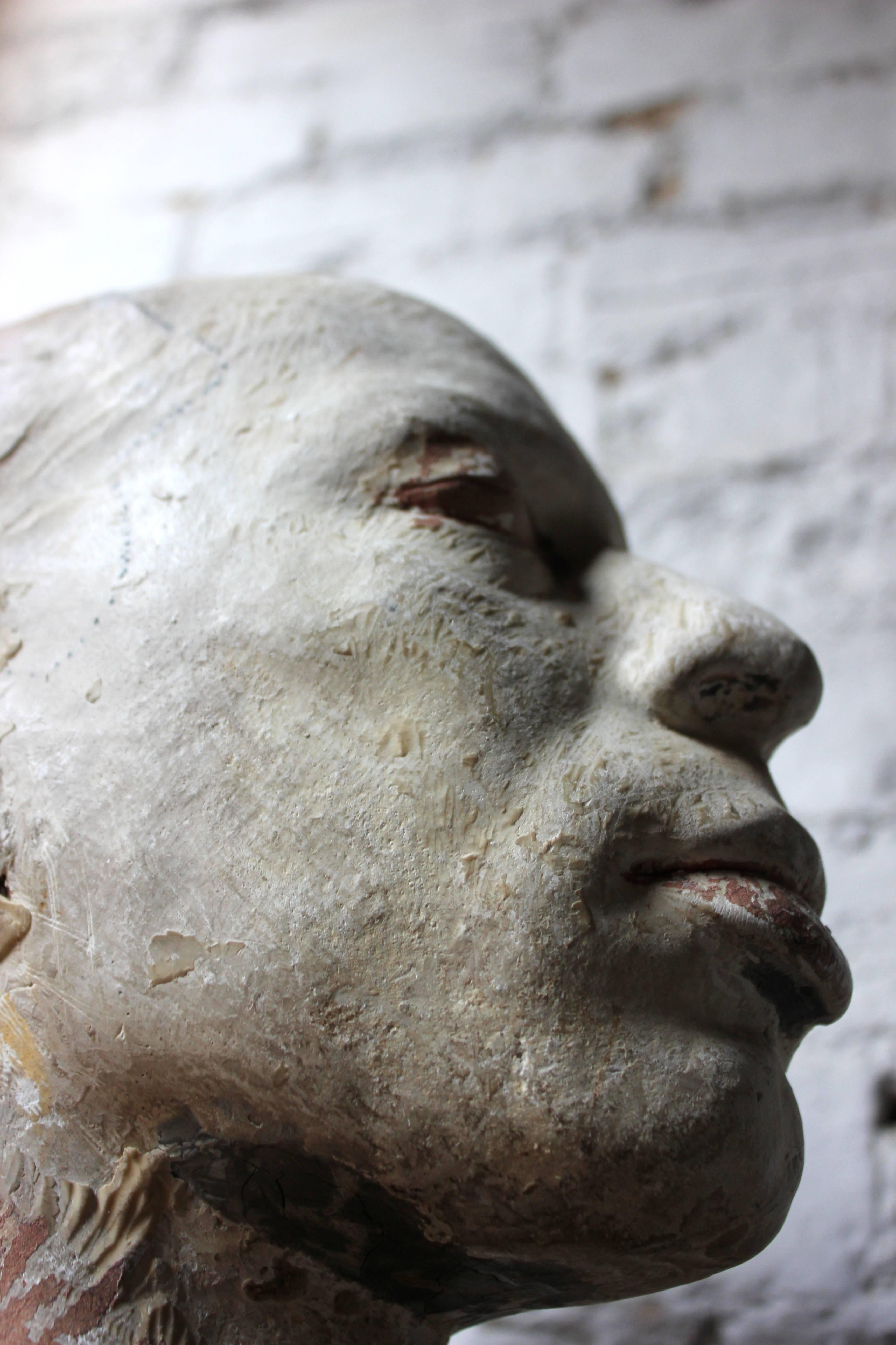 Belgian Anthropomorphic Composition Painted Plaster Death Bust Mask of an African Gent