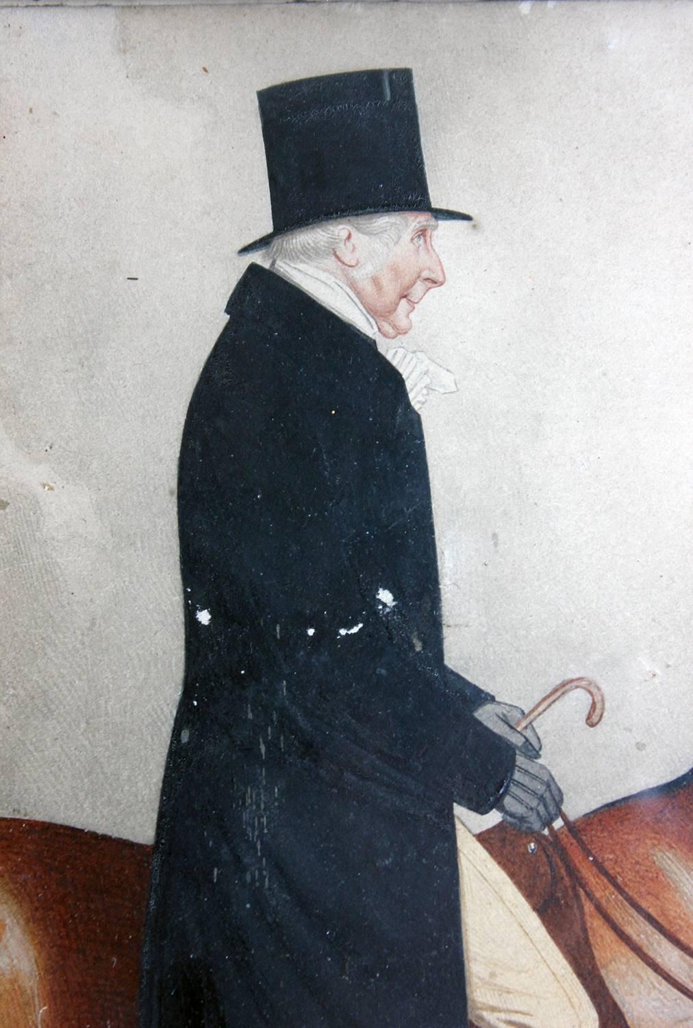 English Watercolor Portrait of Sir Tatton Sykes by Richard Dighton, circa 1845