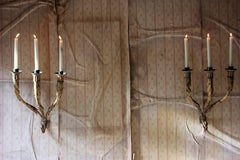 Pair of Italian Gilded Iron Wall Sconce Candelabra, circa 1770
