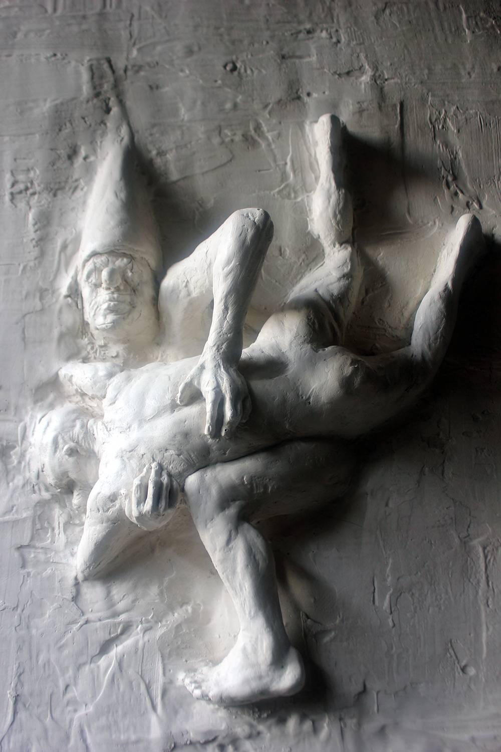 English Beth Carter, Fighting Clowns I, Plaster Relief, Pre-Edition