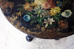 Pretty Early Victorian Japanned Papier-Mâché Pedestal Table, circa 1840-1850