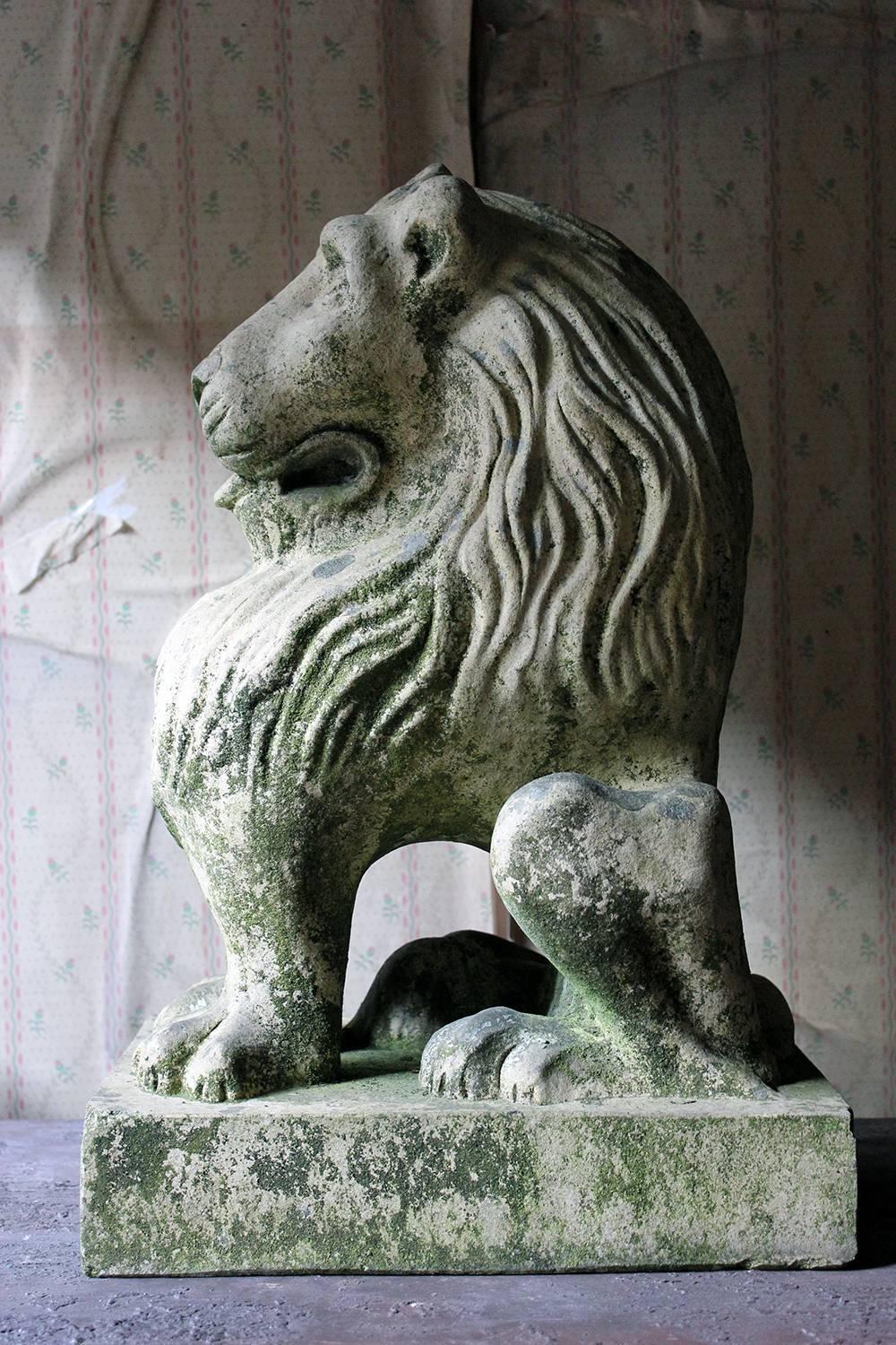 Attractive and Highly Stylised Early 20th Century Terracotta Seated Lion 1