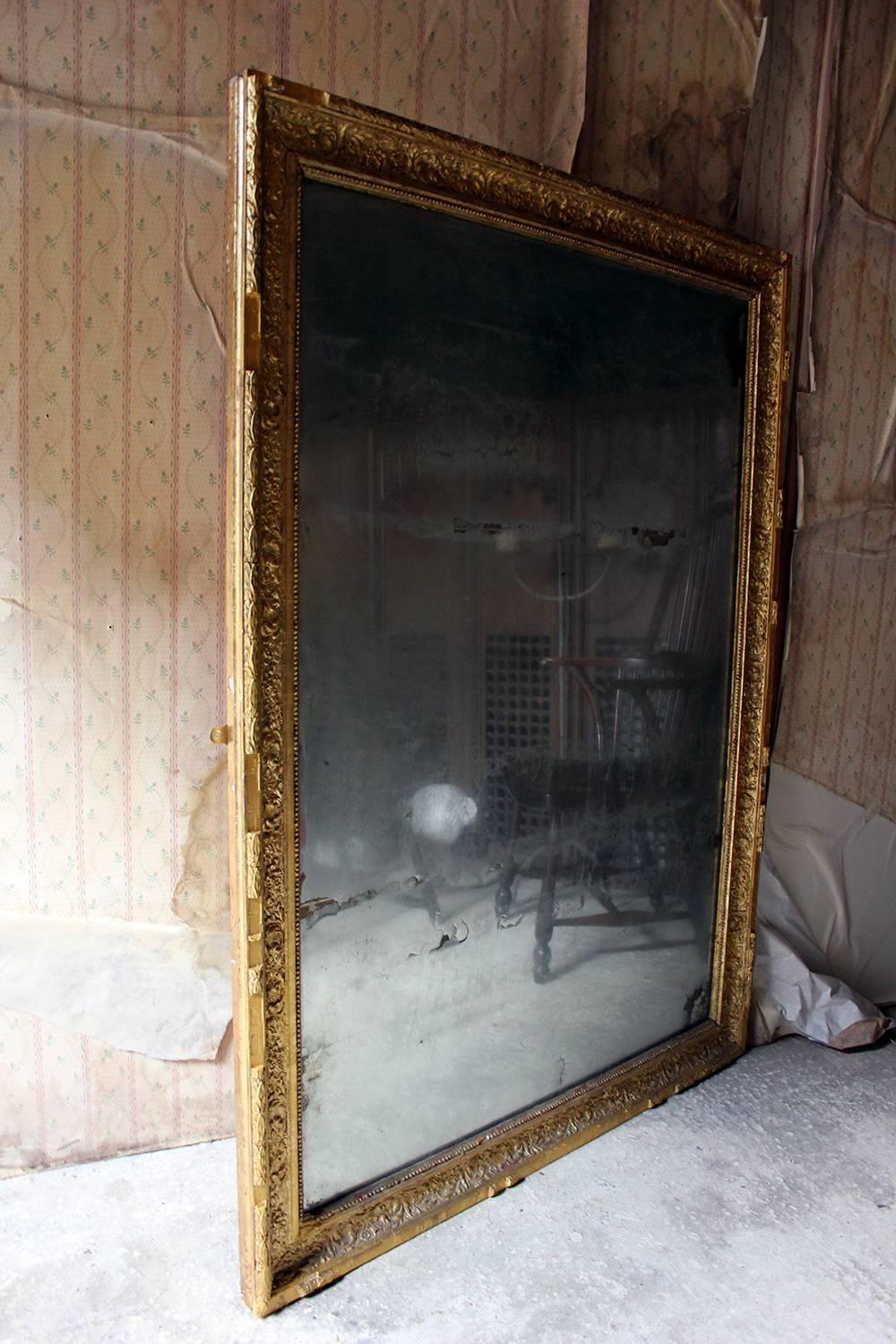 Stunning Large 19th Century French Giltwood and Gesso Wall Mirror, circa 1880 2
