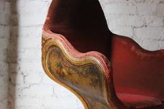 Stunning Venetian Polychrome & Parcel-Gilt Decorated Gondola Chair