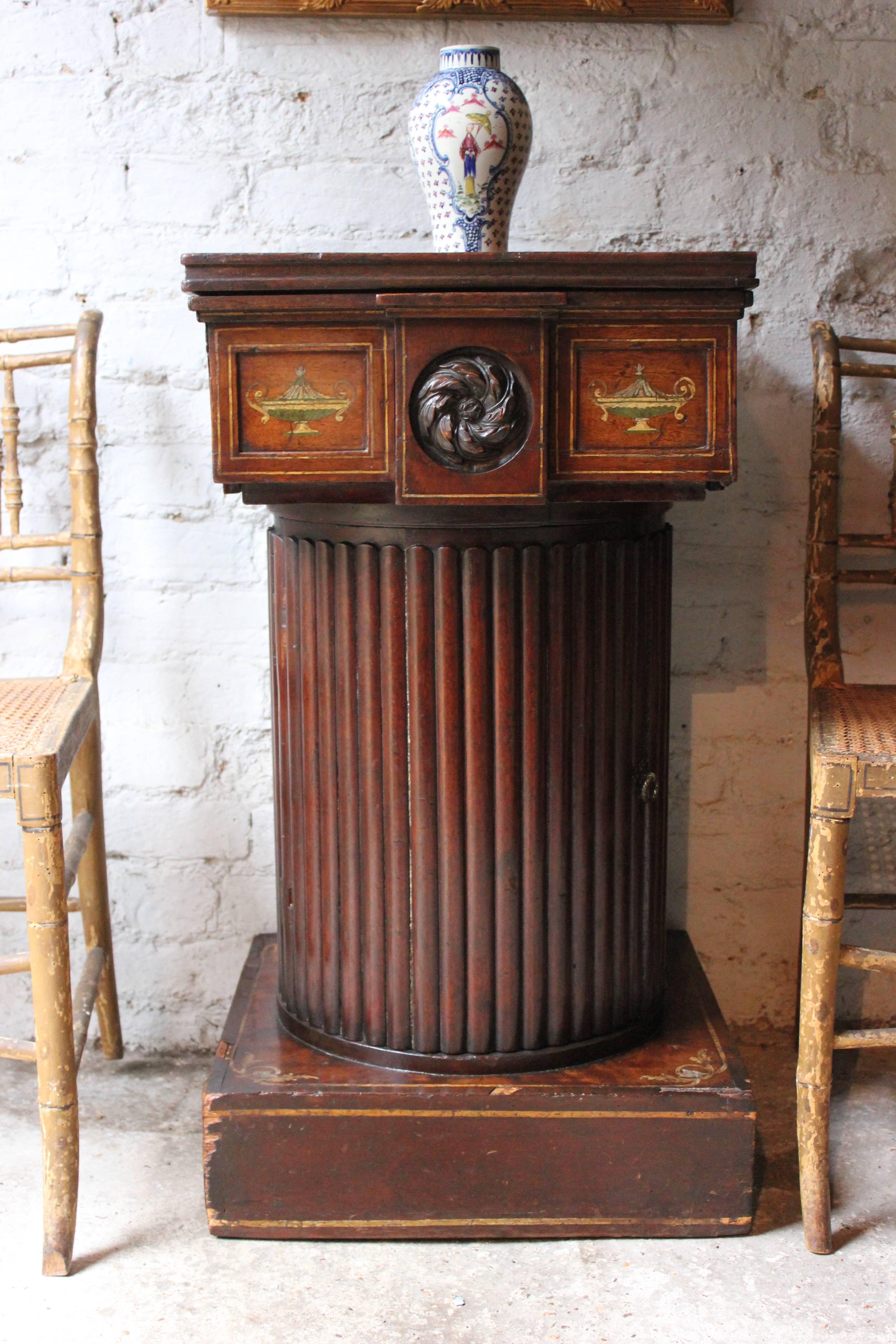 Attractive George III Painted Mahogany Pedestal Cupboard, circa 1770-1780 In Fair Condition In Bedford, Bedfordshire