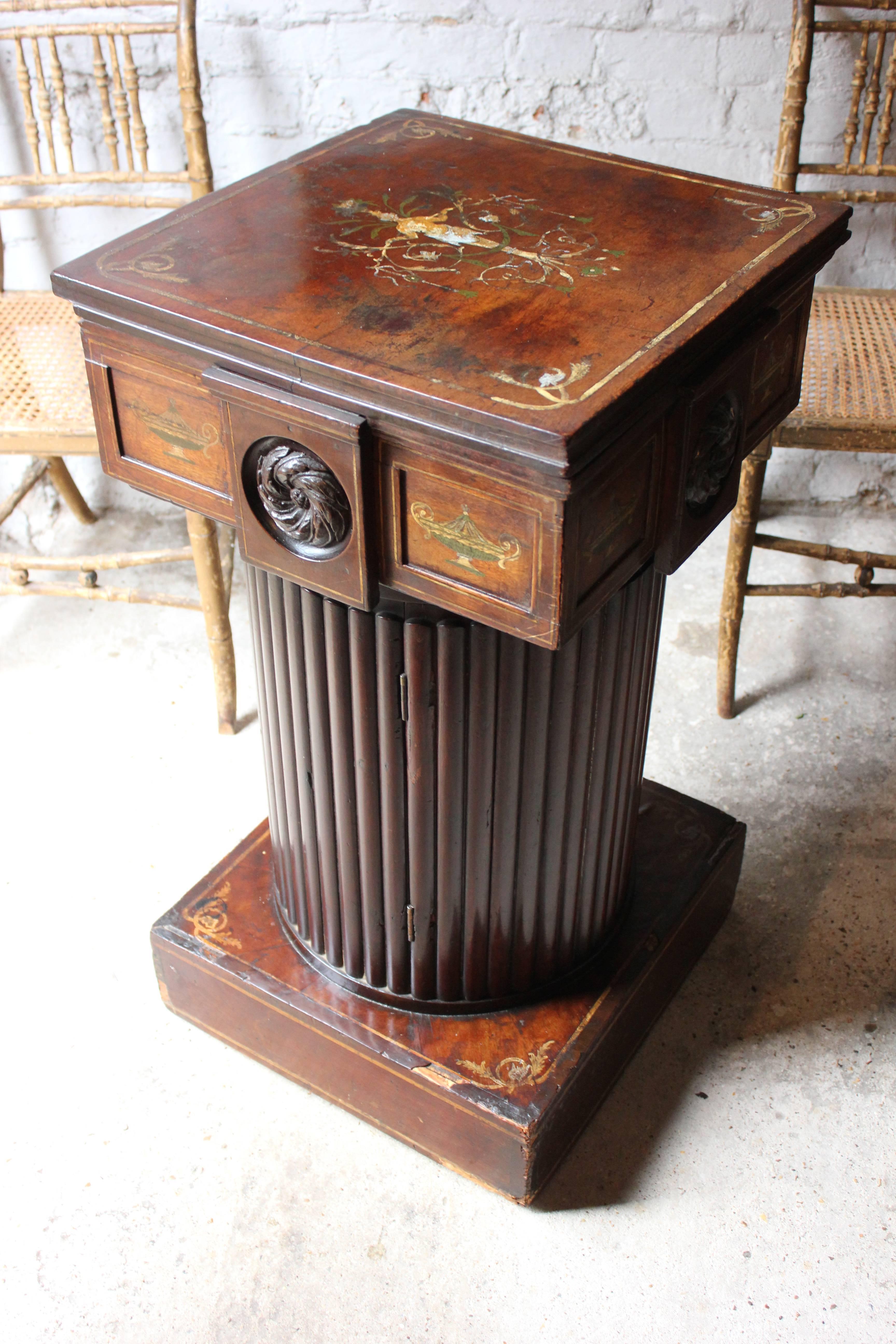 Attractive George III Painted Mahogany Pedestal Cupboard, circa 1770-1780 2