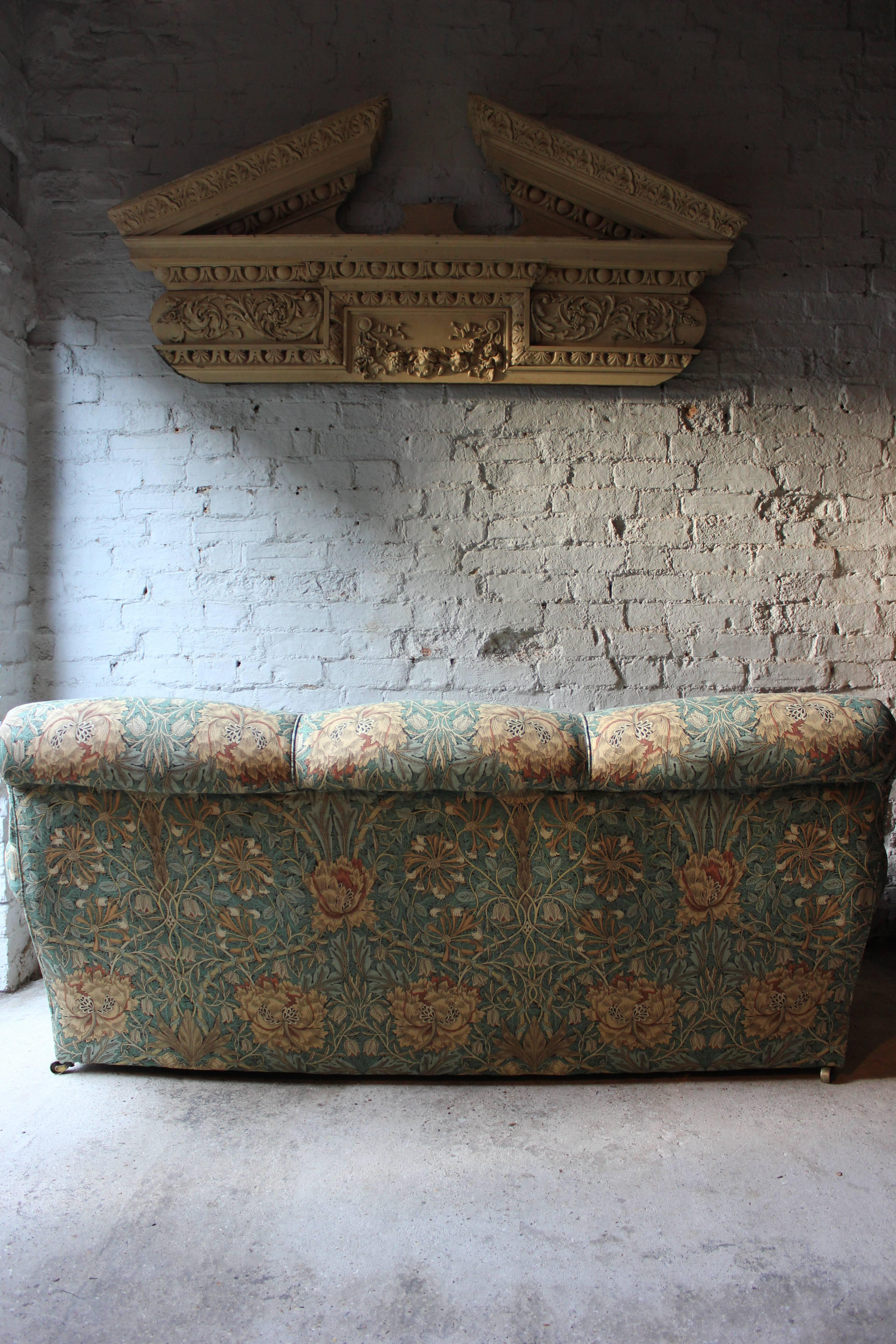 Beautiful Liberty Fabric Upholstered Edwardian Period Three-Seat Sofa 1