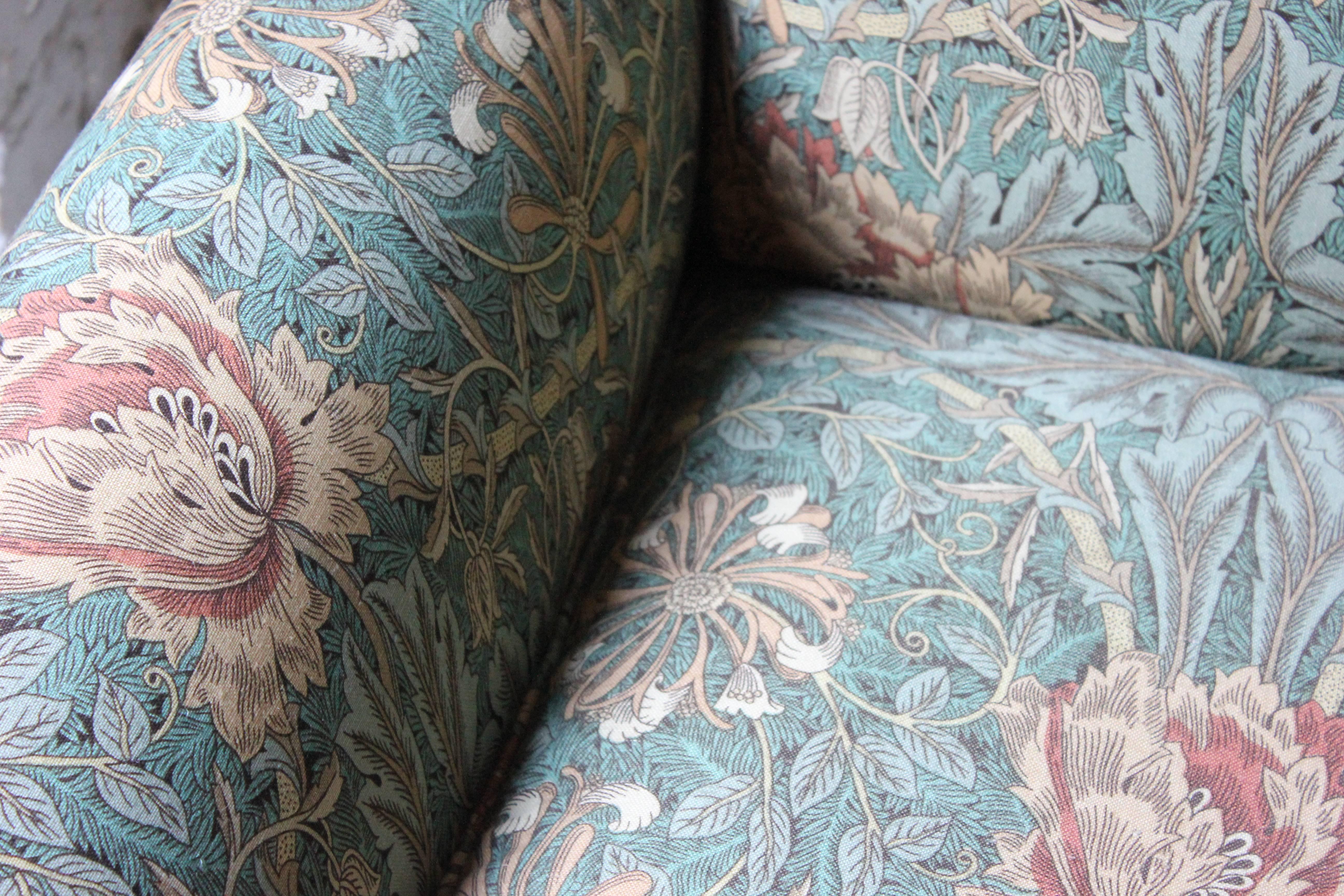 Upholstery Beautiful Liberty Fabric Upholstered Edwardian Period Three-Seat Sofa