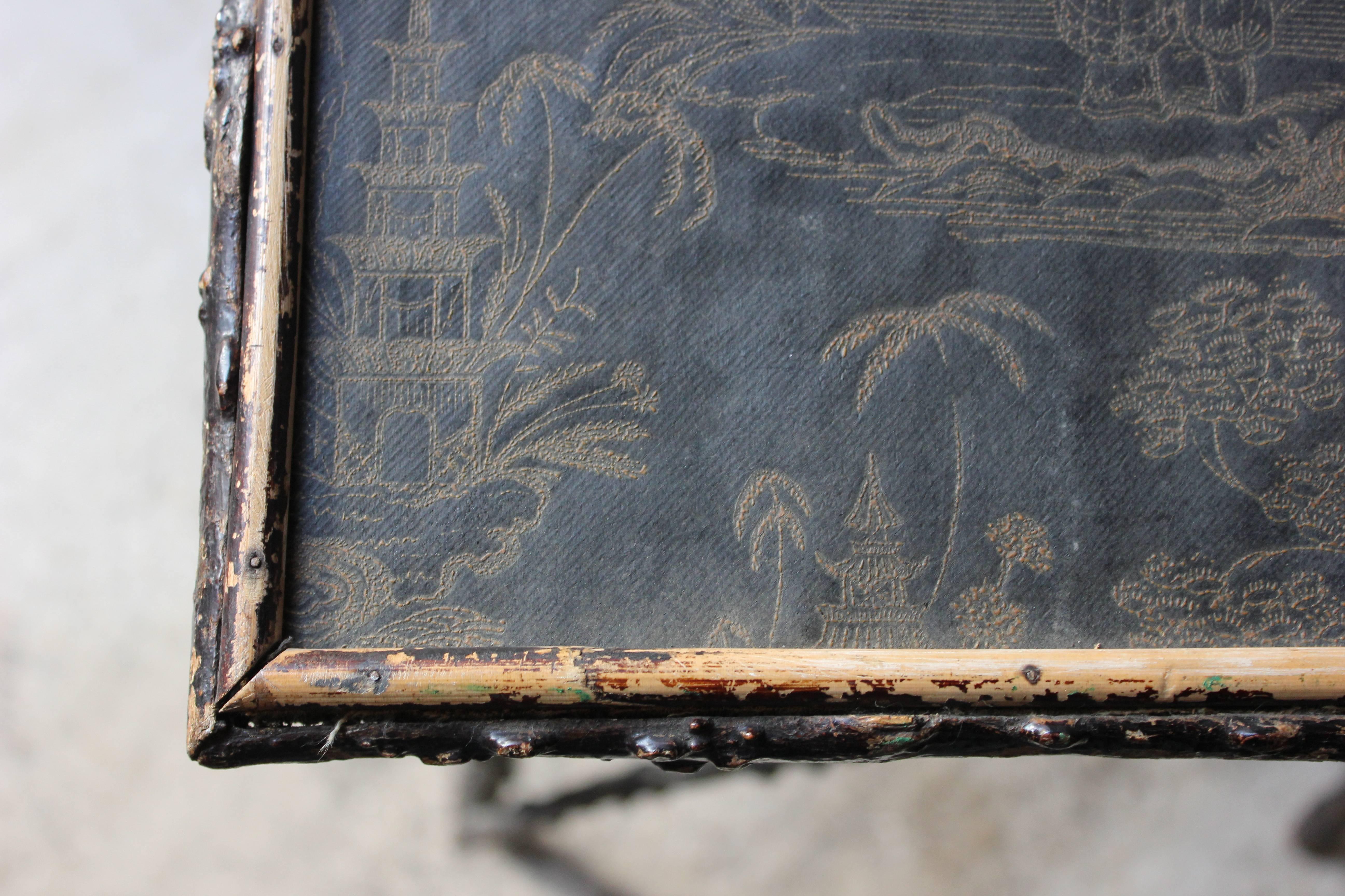 Very Pretty circa 1860-1880 Ebonized and Chinoiserie Decorated Twig Table 3
