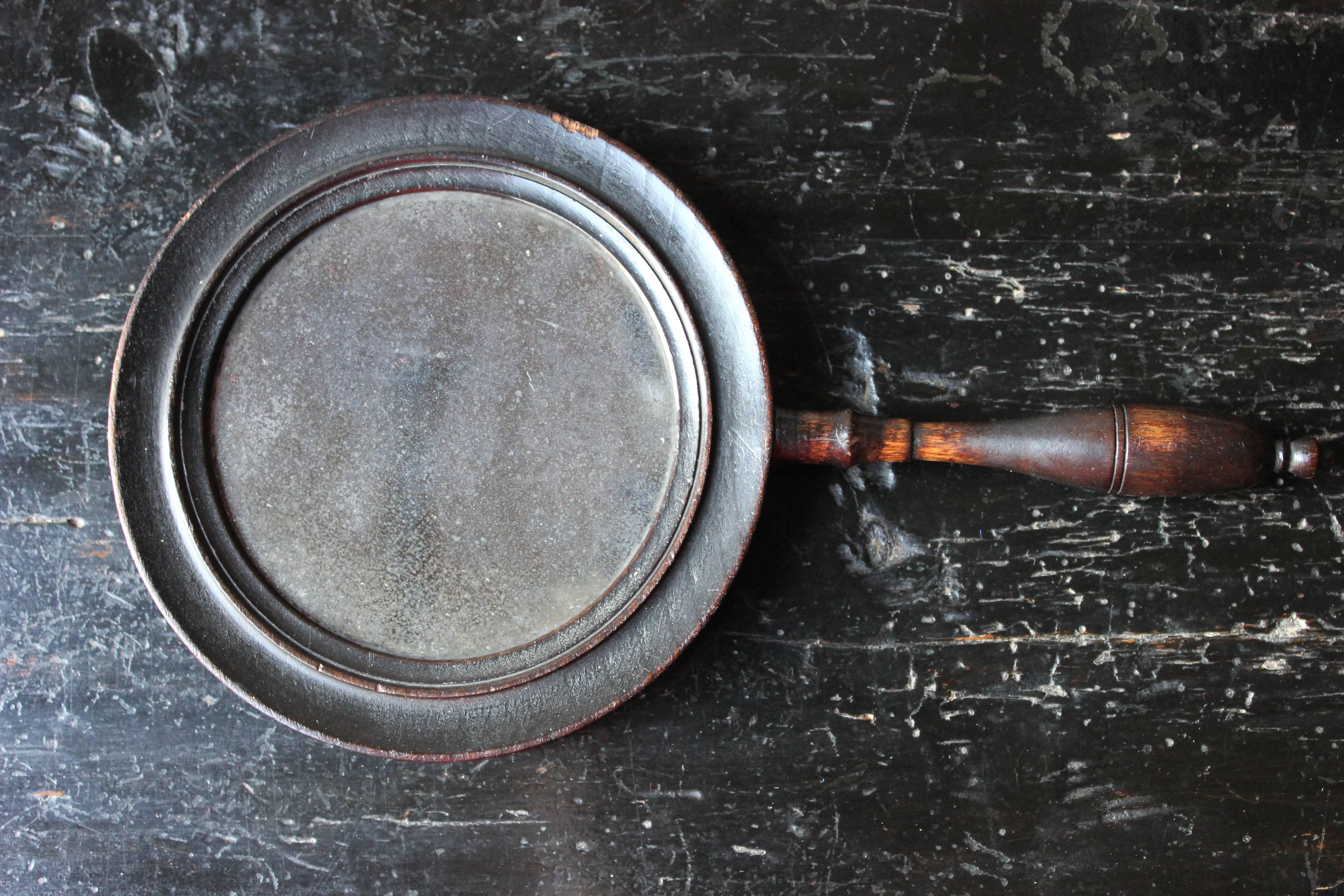 Mercury Glass Rare 18th century Ebonized Convex/Concave Hand Mirror, circa 1790