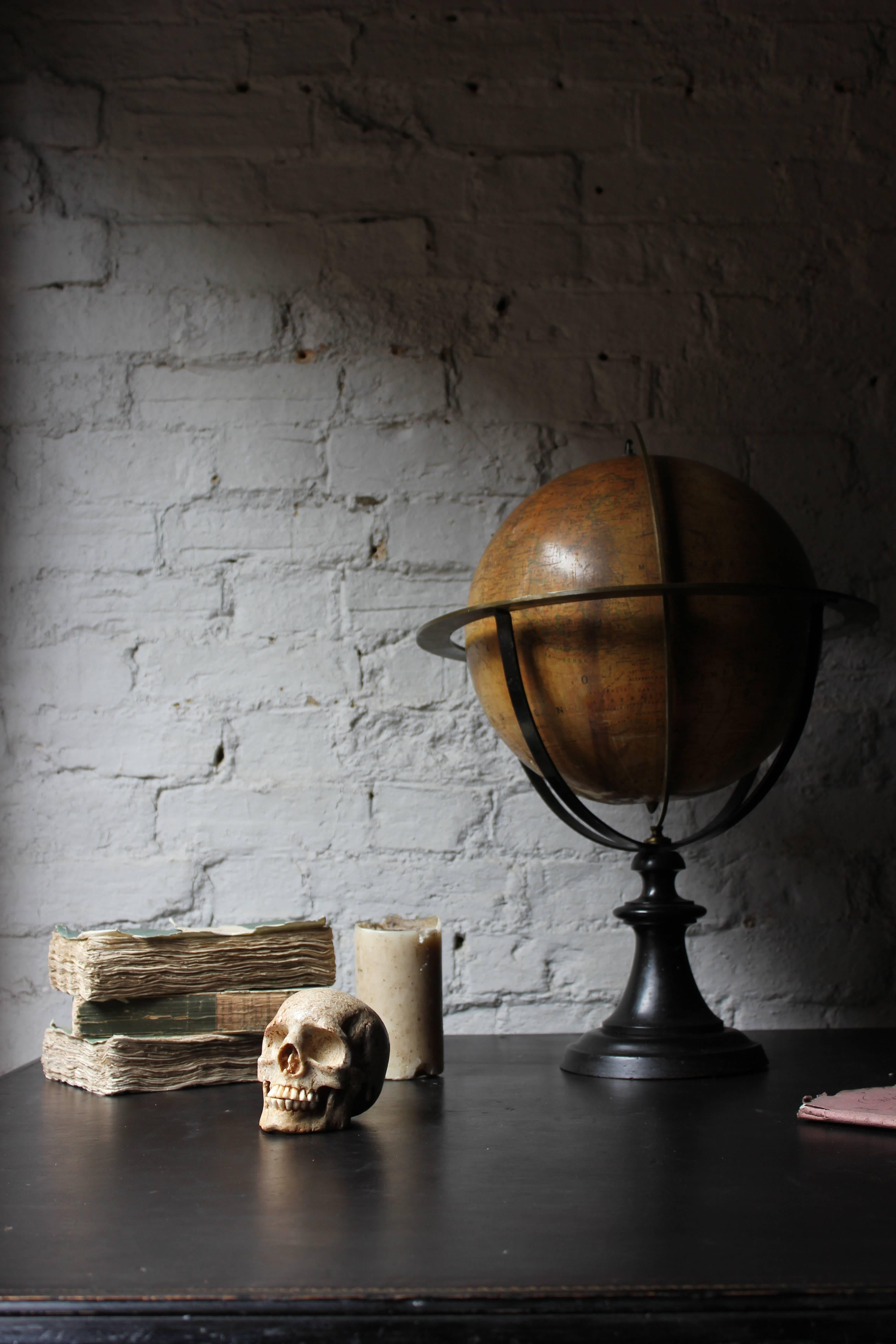 Very Rare Mid-19th Century Carved Whale Bone Skull Set with Human Teeth 2