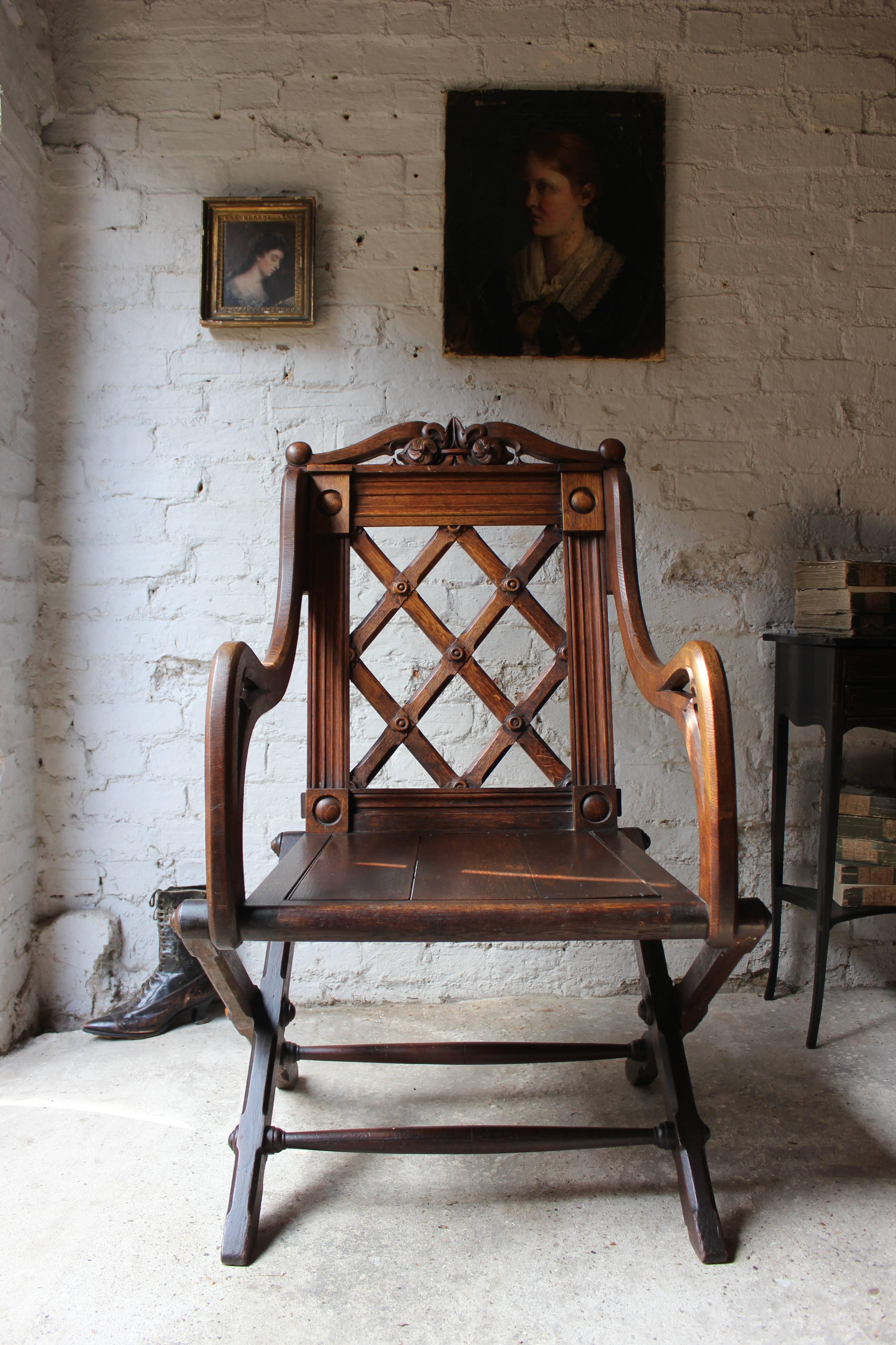 19th Century Gothic Revival Oak Ceremonial Armchair by Richard Bridgens 2
