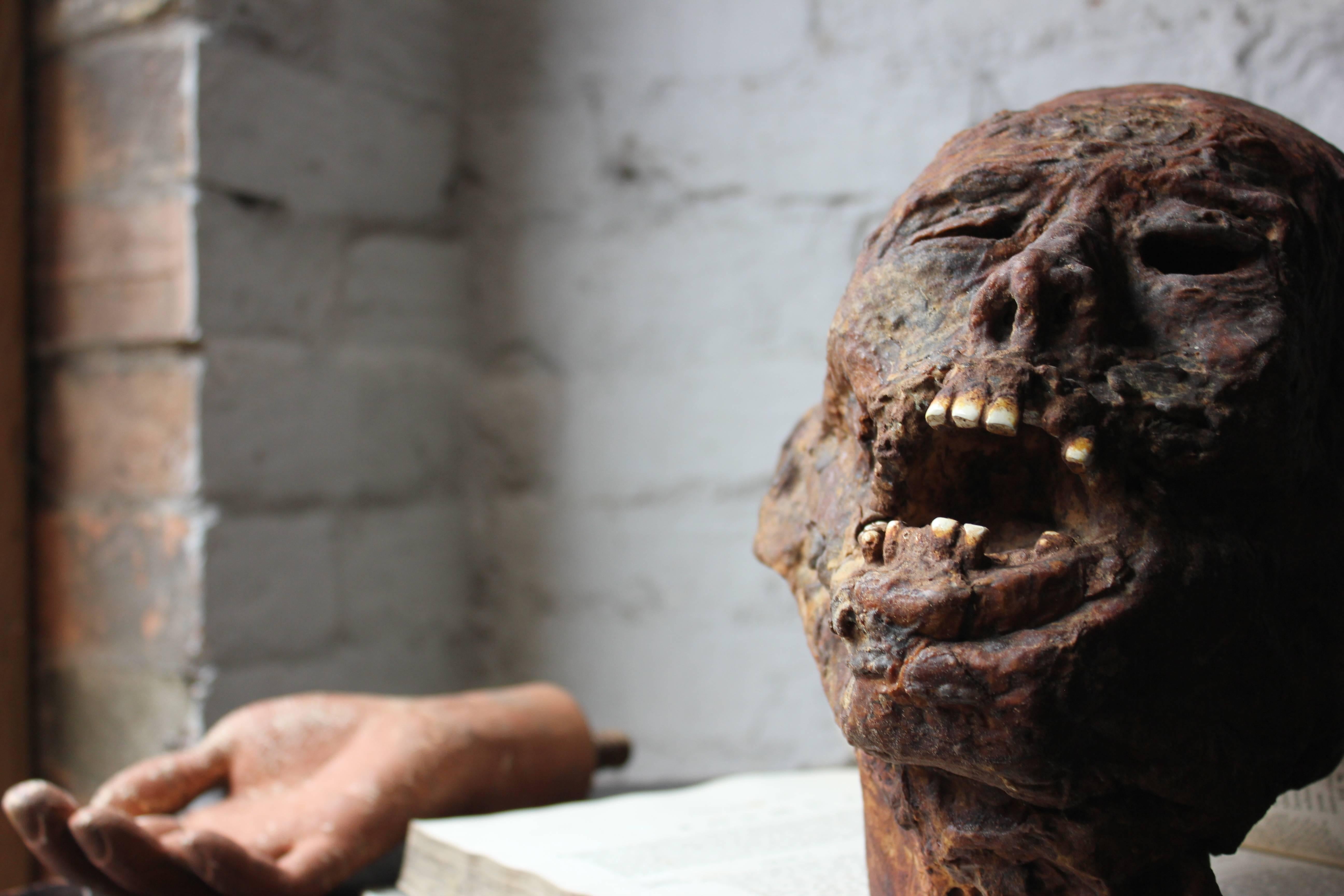 English Superbly Modelled Mummified Head Film Prop by Alan Friswell