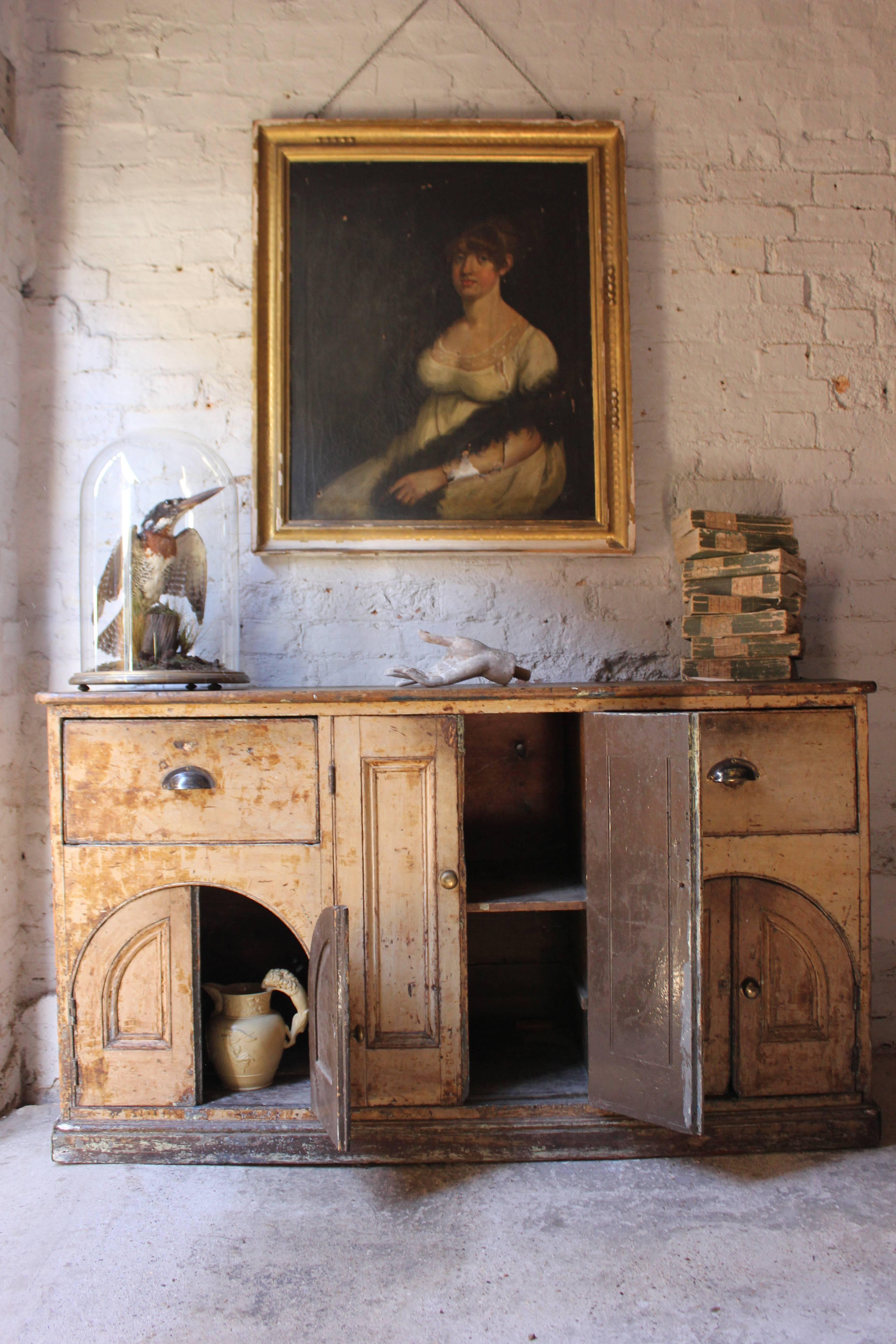 Oak Wonderful George III Period Painted Dresser Base, circa 1780-1790