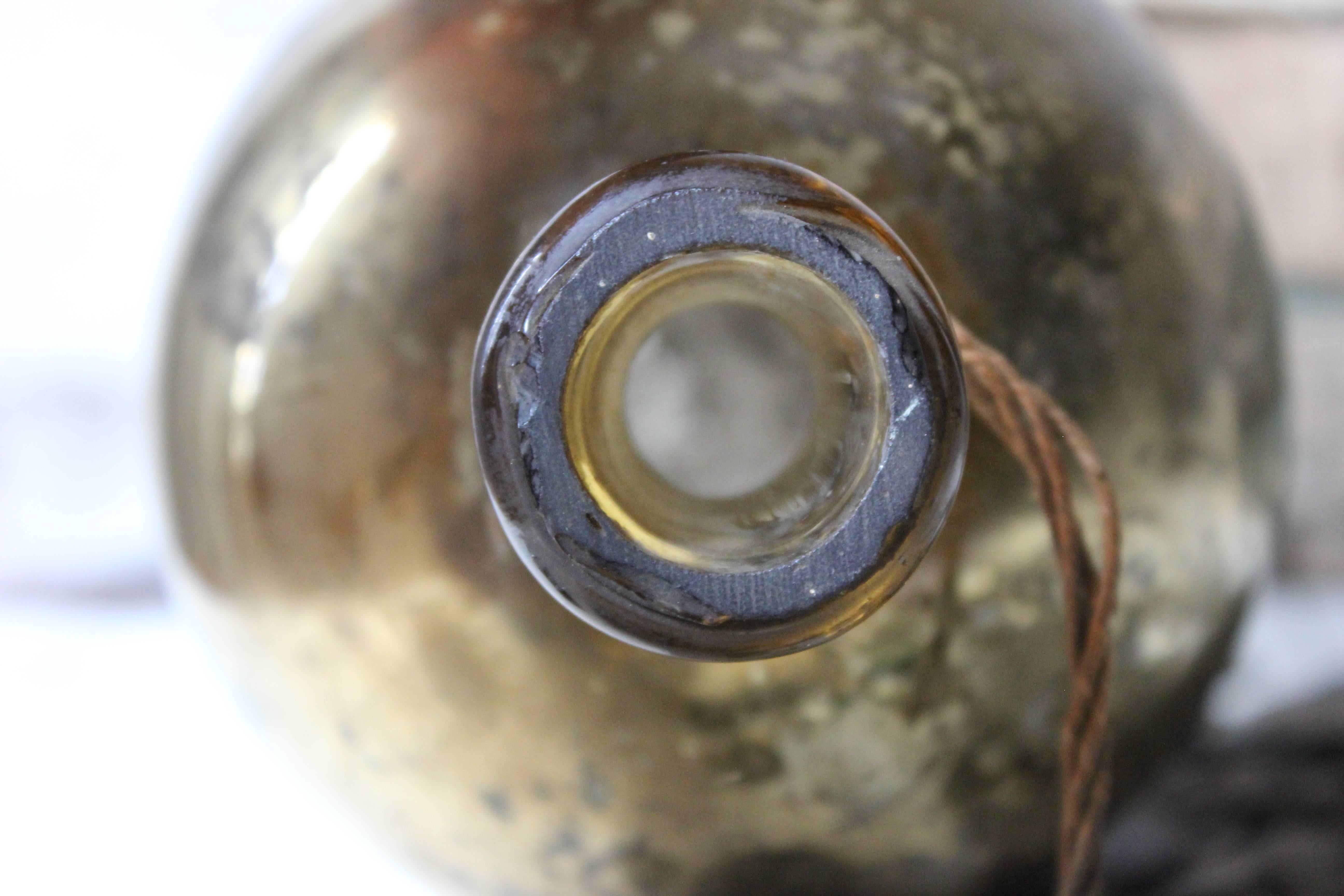 Early Gold Mercury Glass Witches Ball or Bottle, circa 1820-1850 In Good Condition In Bedford, Bedfordshire