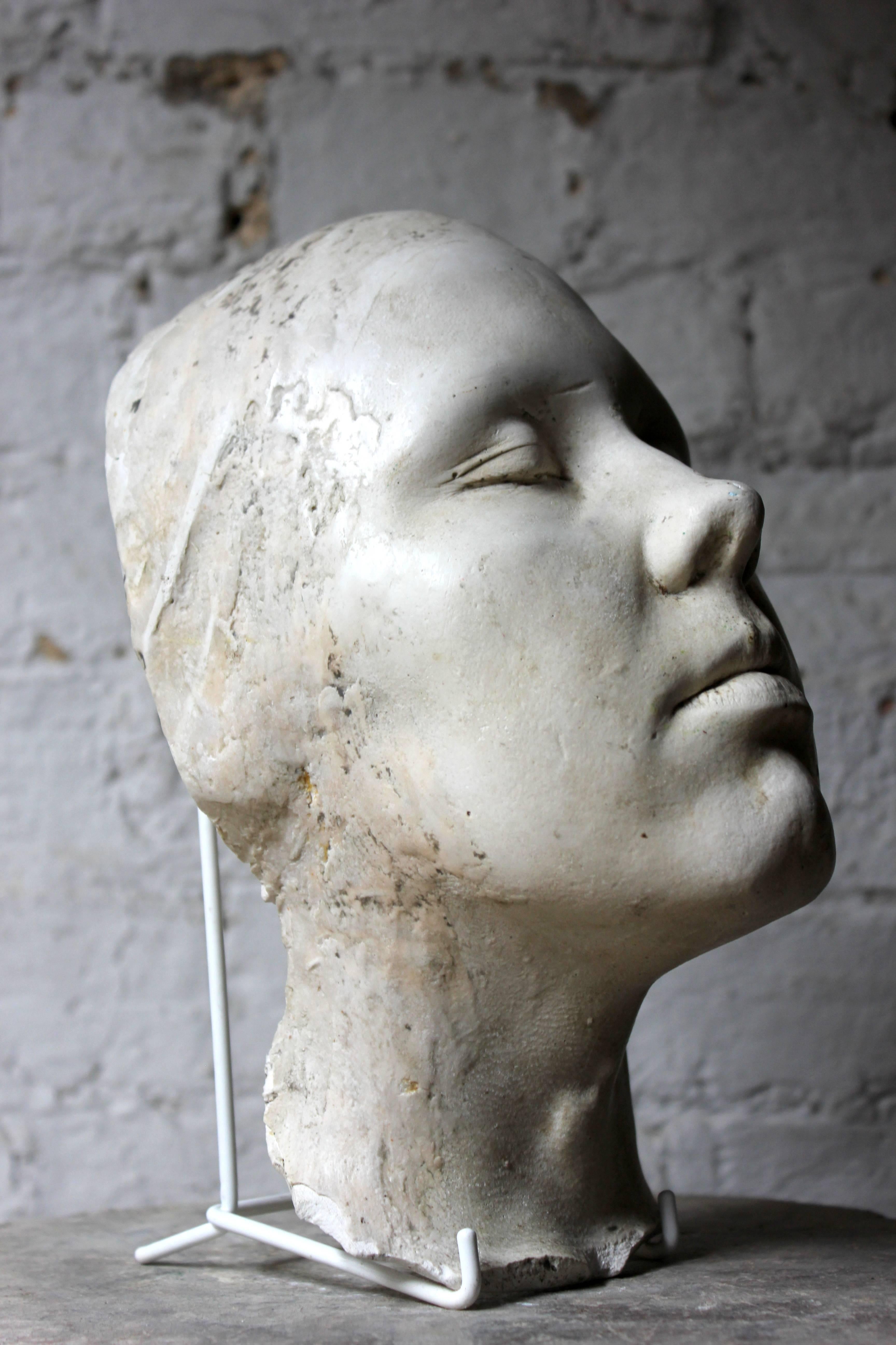 French Very Good 20th Century Plaster Death Mask of a Female
