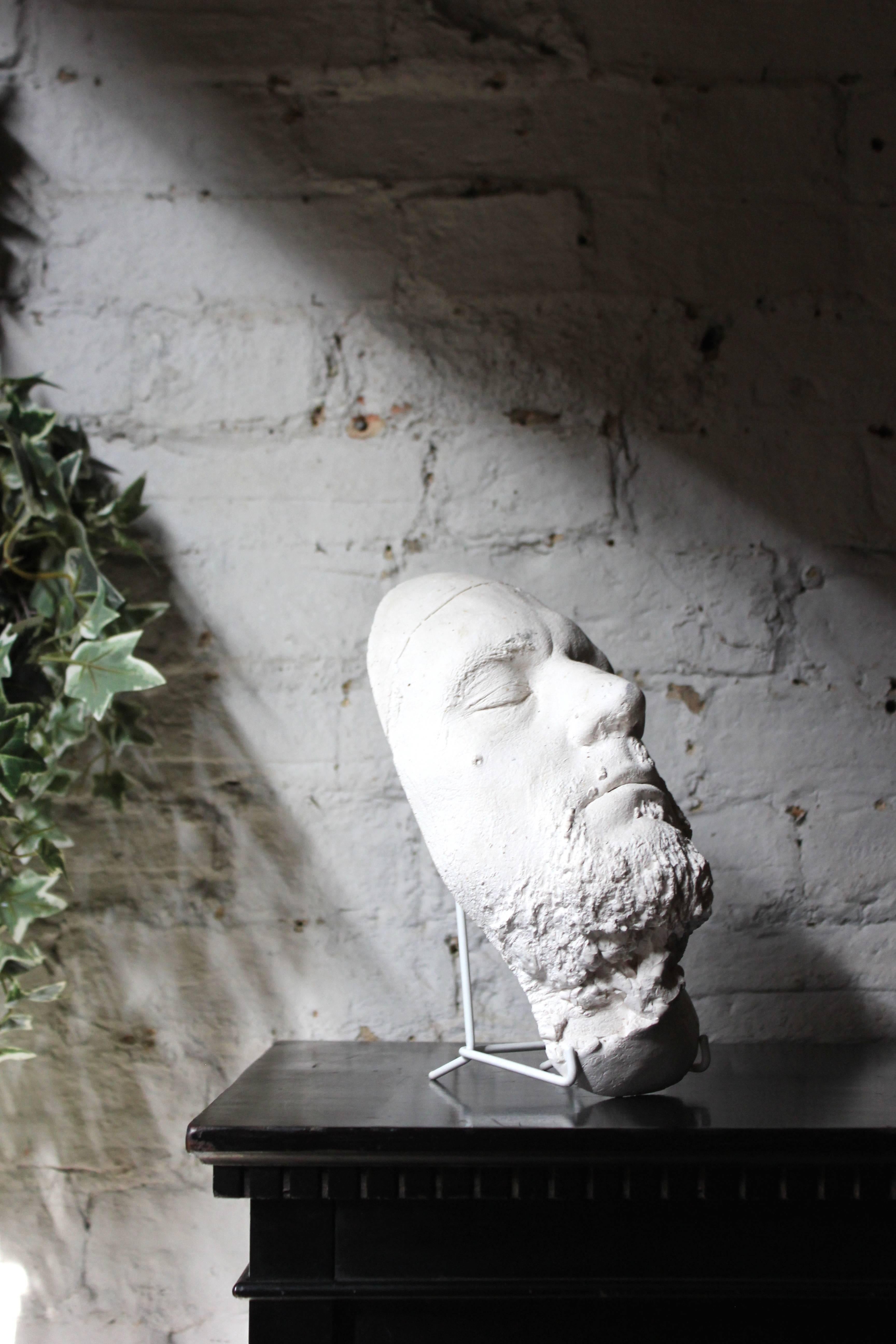 Victorian Good 20th Century Plaster Death Mask of a Bearded Gentleman