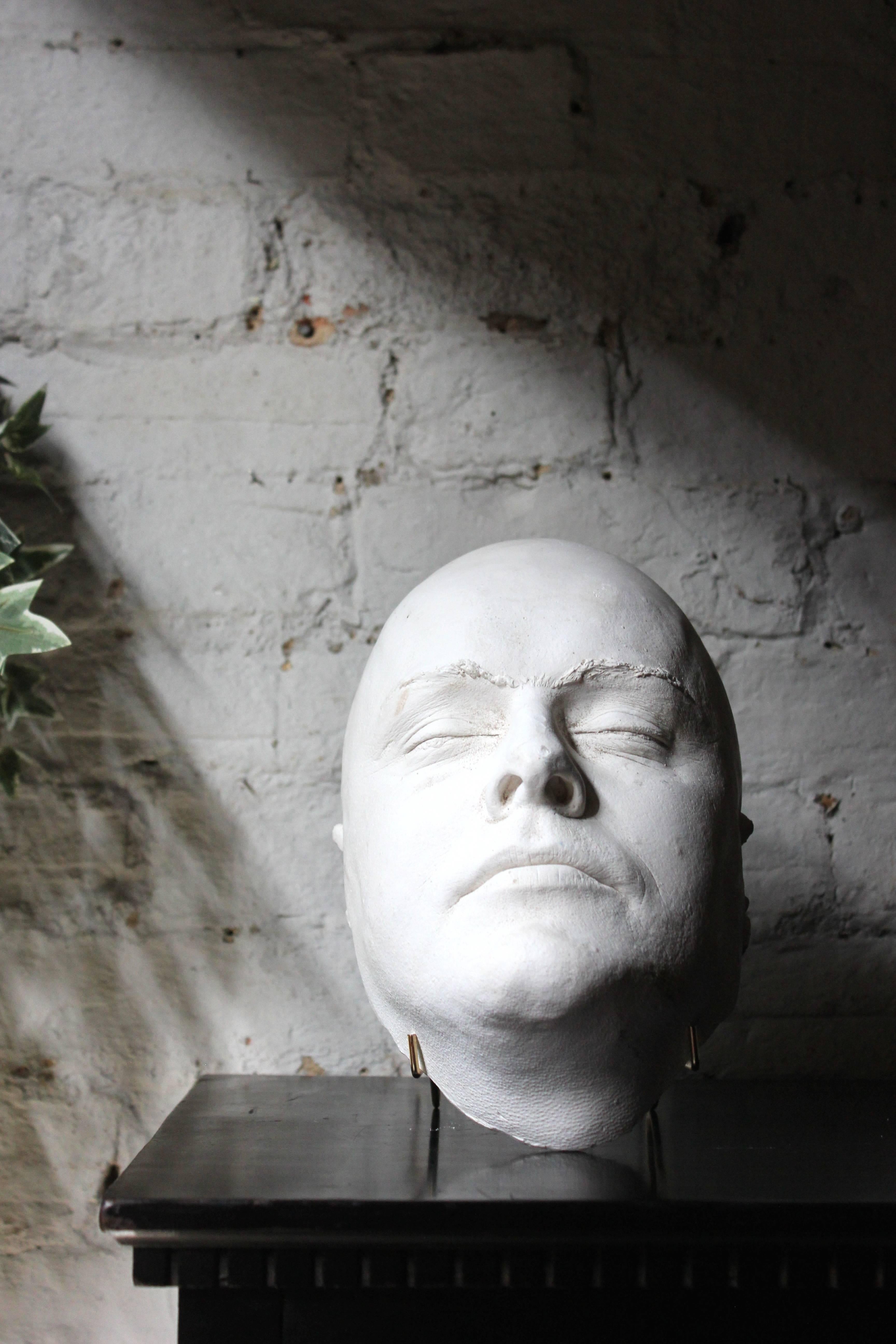 Cast Good 20th Century Plaster Death Mask of a Burly Gentleman