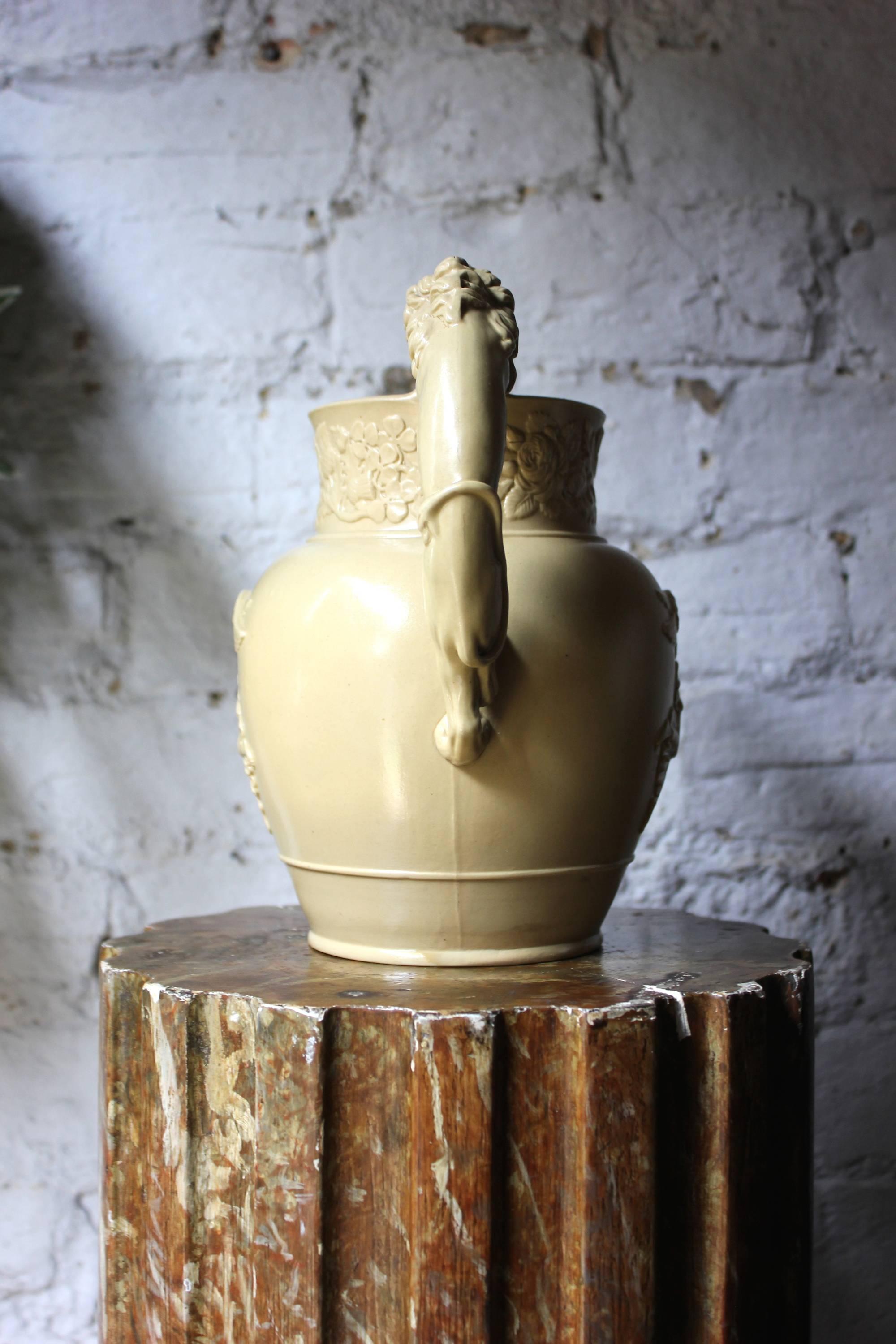 Regency Rare King George IV Memoriam Buff Stoneware Jug, circa 1830