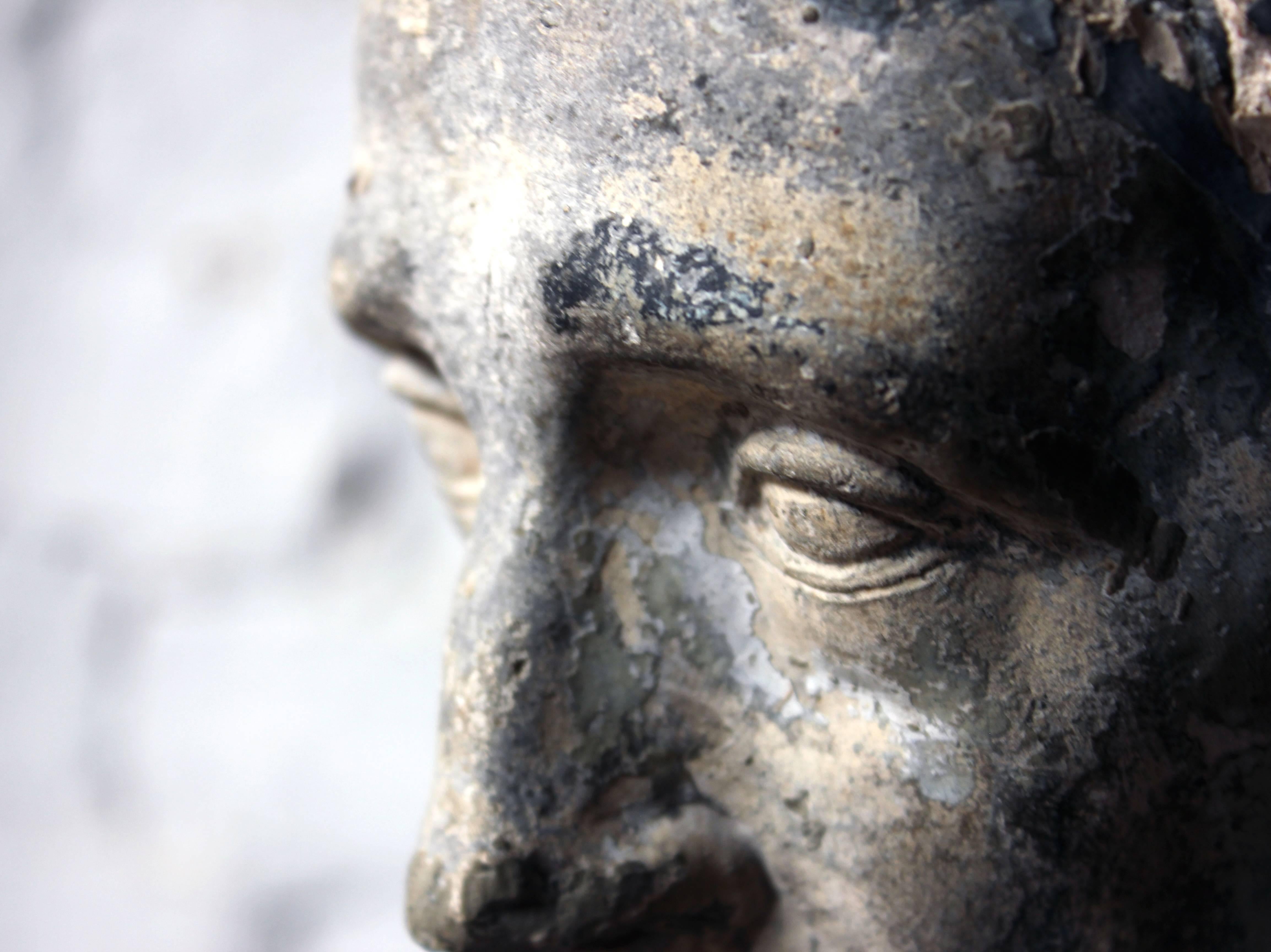 Decorative Late Victorian Painted Plaster Portrait Library Bust of John Milton In Fair Condition In Bedford, Bedfordshire