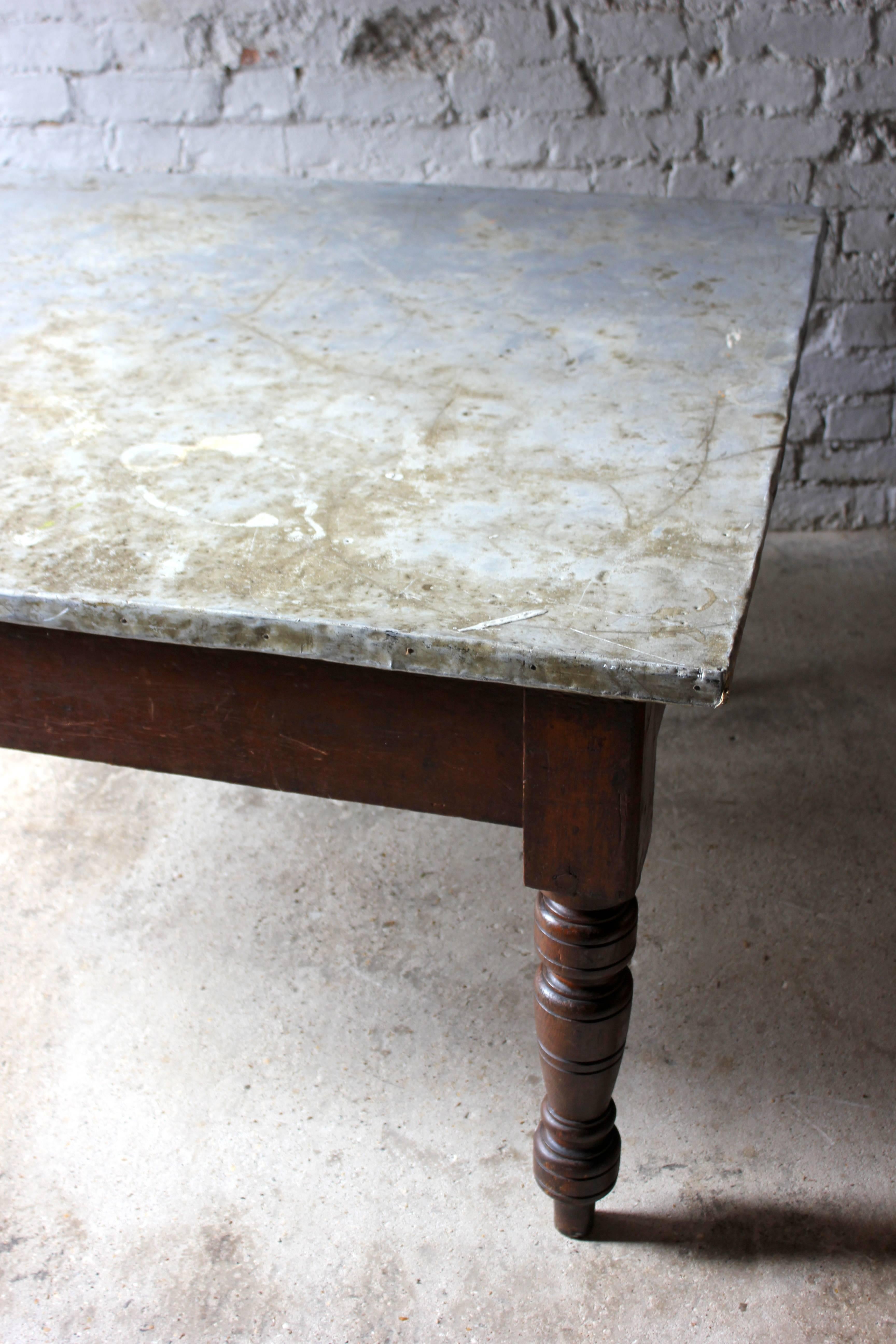 Late Victorian Fabulous 19th Century Victorian Pine and Zinc Topped Table, Circa 1870-1880