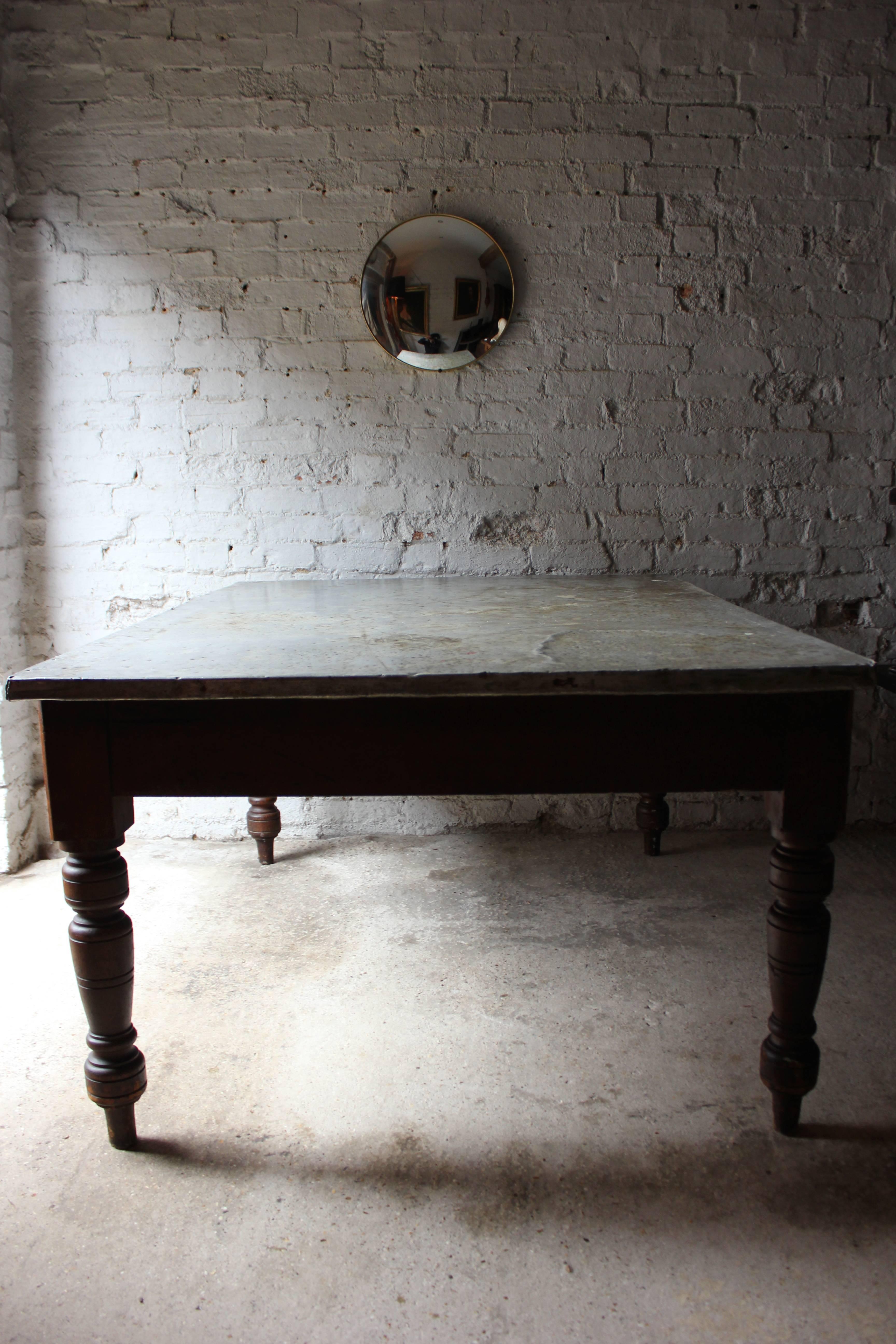 Late 19th Century Fabulous 19th Century Victorian Pine and Zinc Topped Table, Circa 1870-1880