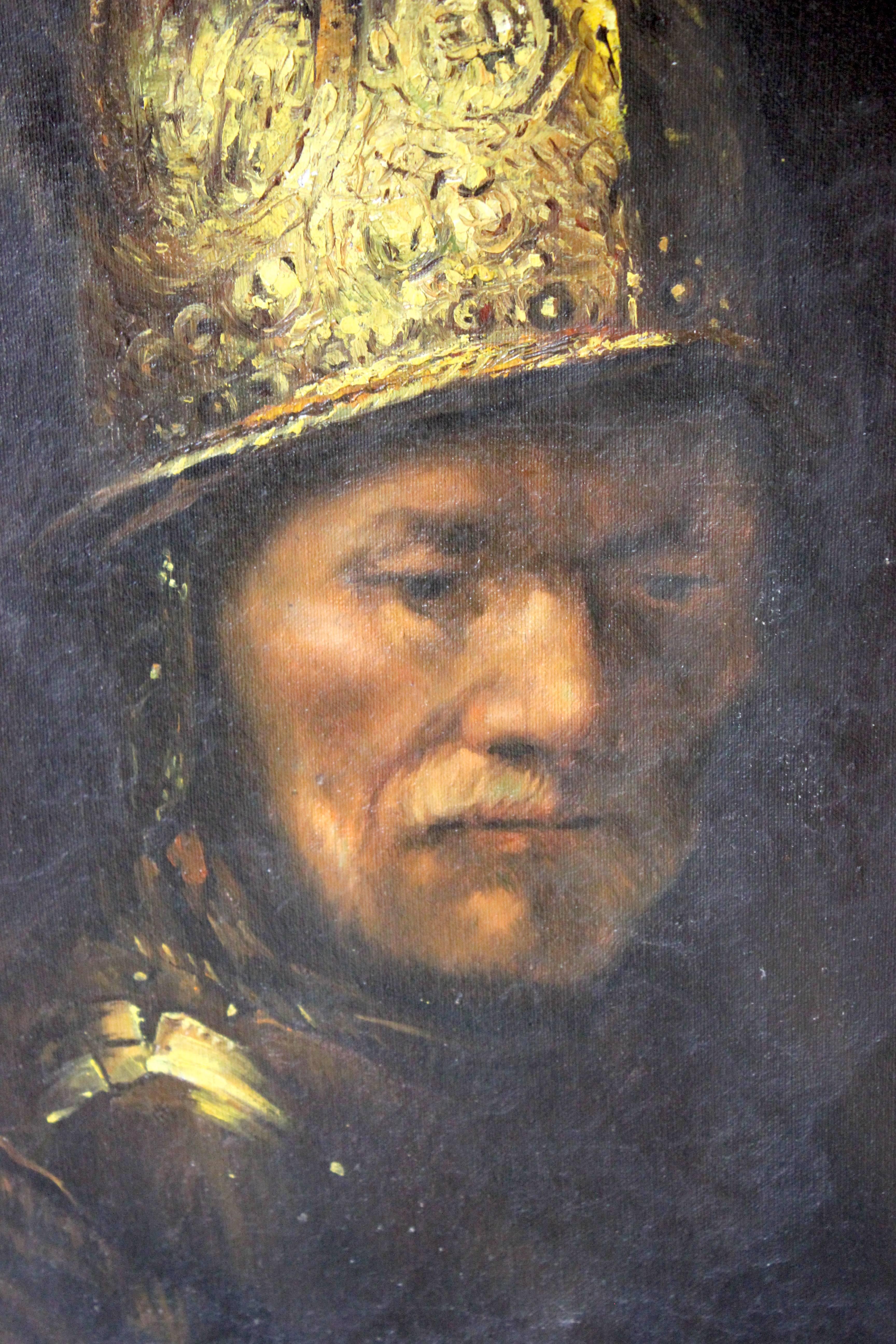 Dutch Circle of Rembrandt, 19th Century Oil on Canvas ‘the Man with the Golden Helmet'