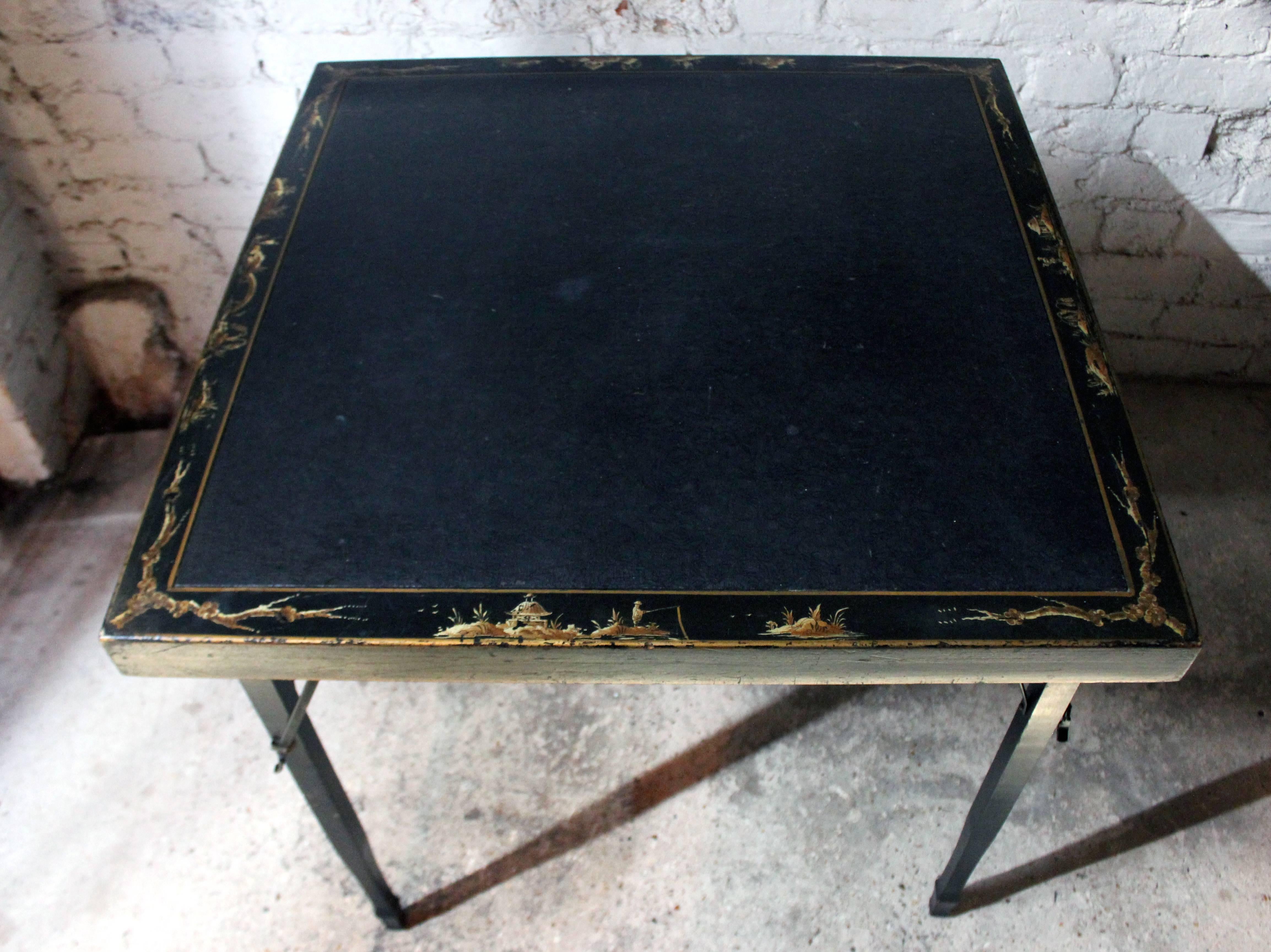 American Lacquered Chinoiserie Folding Card Table, circa 1923 In Good Condition In Bedford, Bedfordshire
