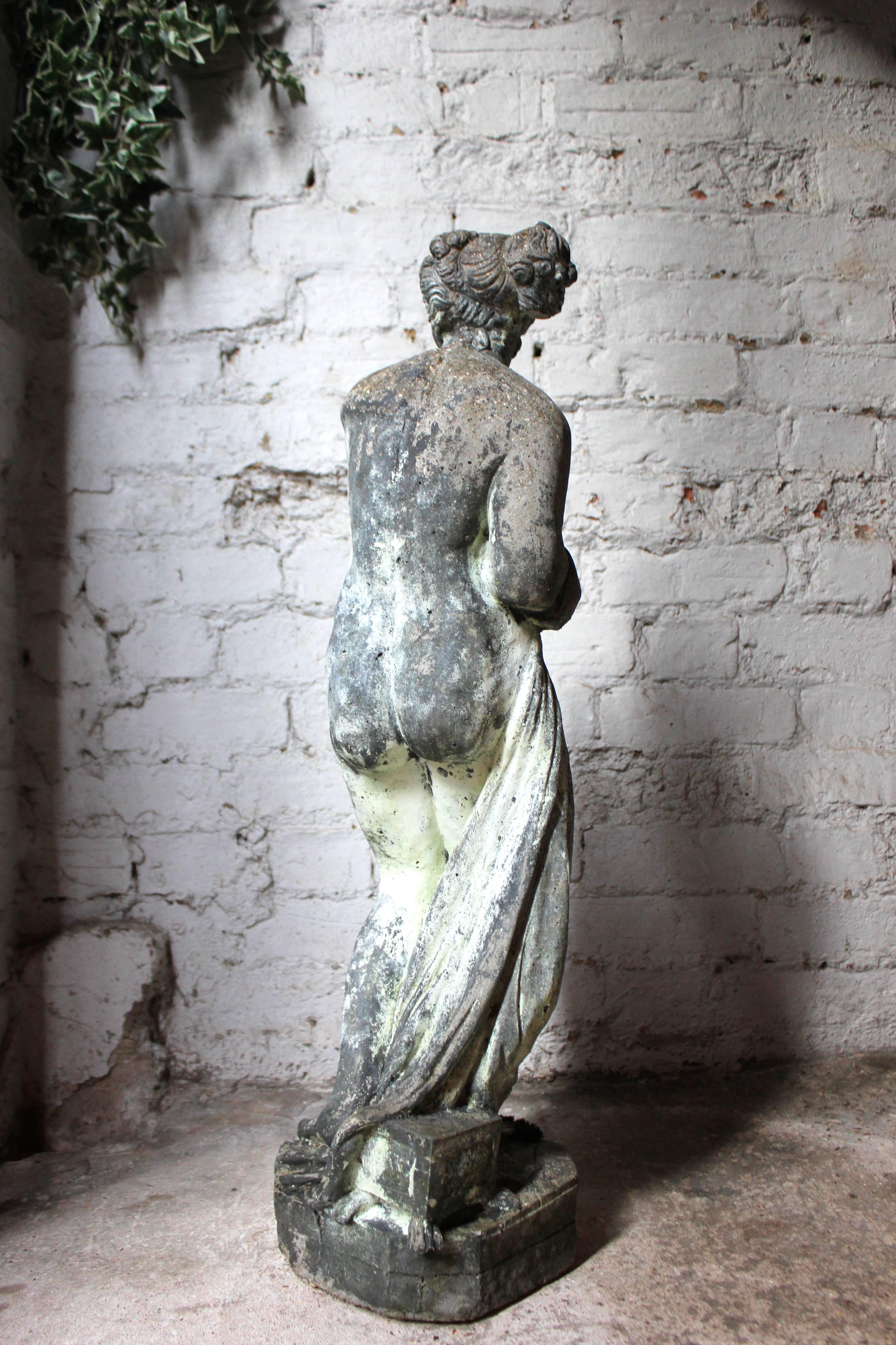 Cast Stone Late 19th Century Faux Lead Painted Stone Statue of the Capitoline Venus