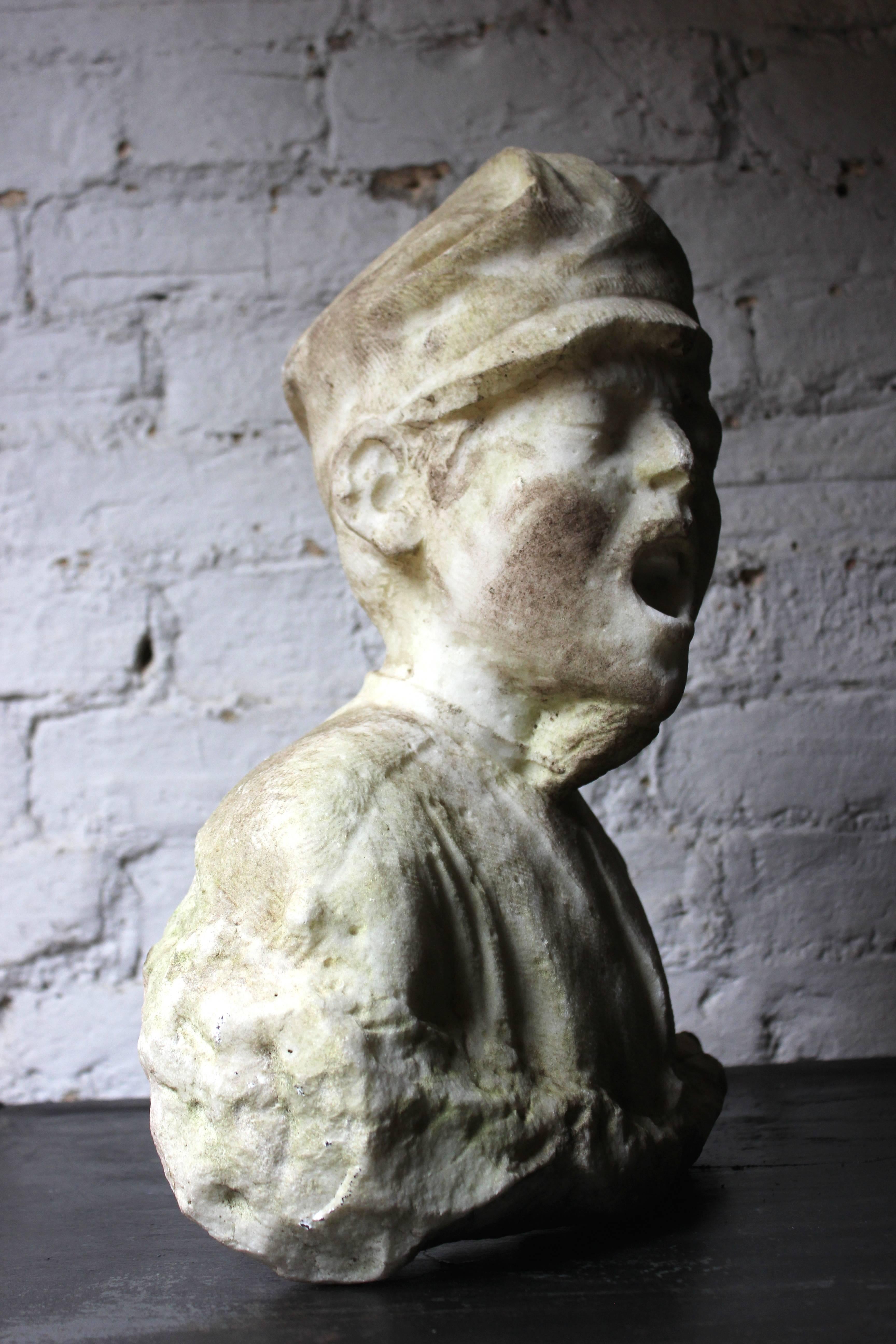 Carved White Marble Bust of a Working Class Boy by Aimé-Jules Dalou, circa 1860-1880