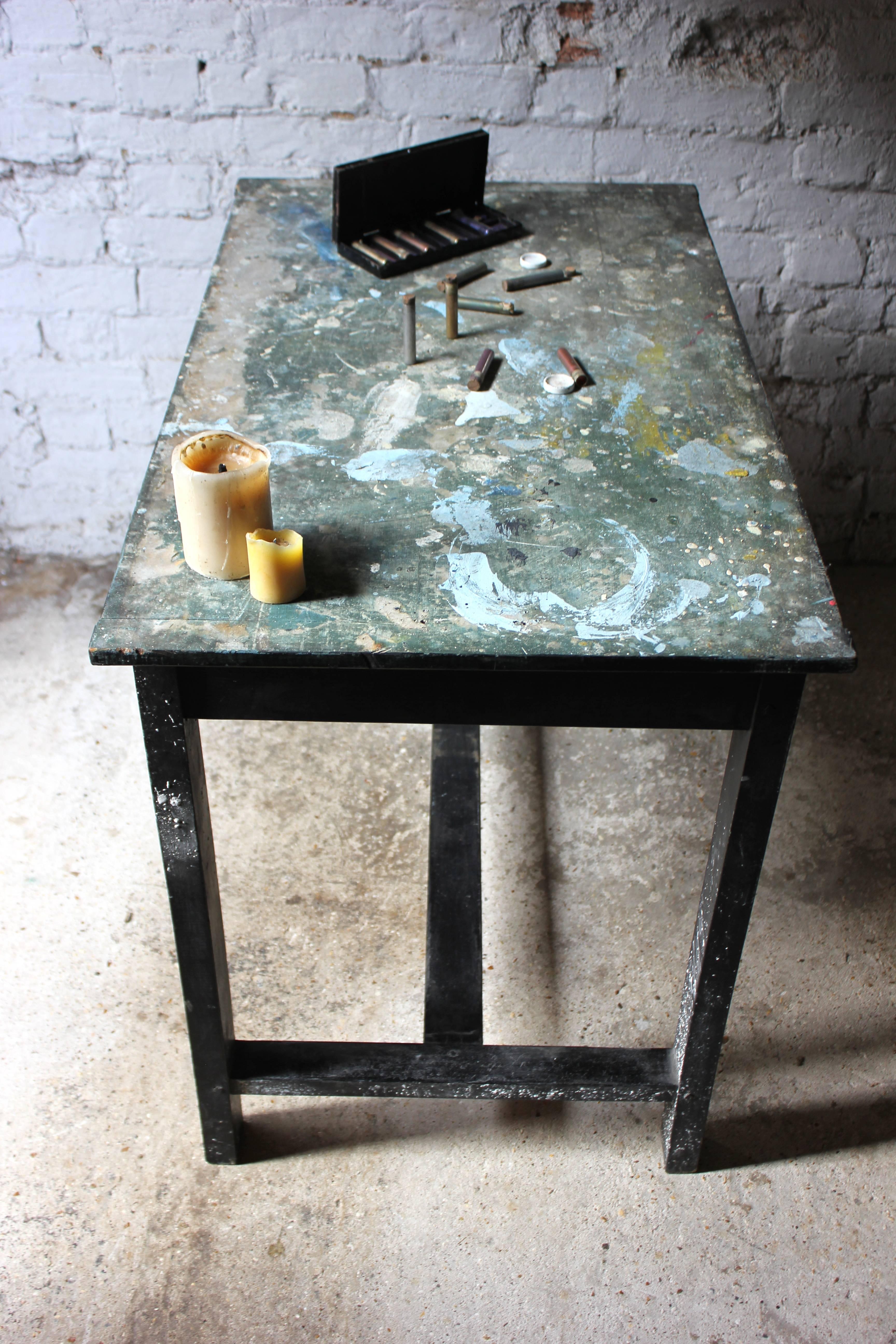 Fantastic French Early 20th Century Painted Pine Artist’s Studio Table 4