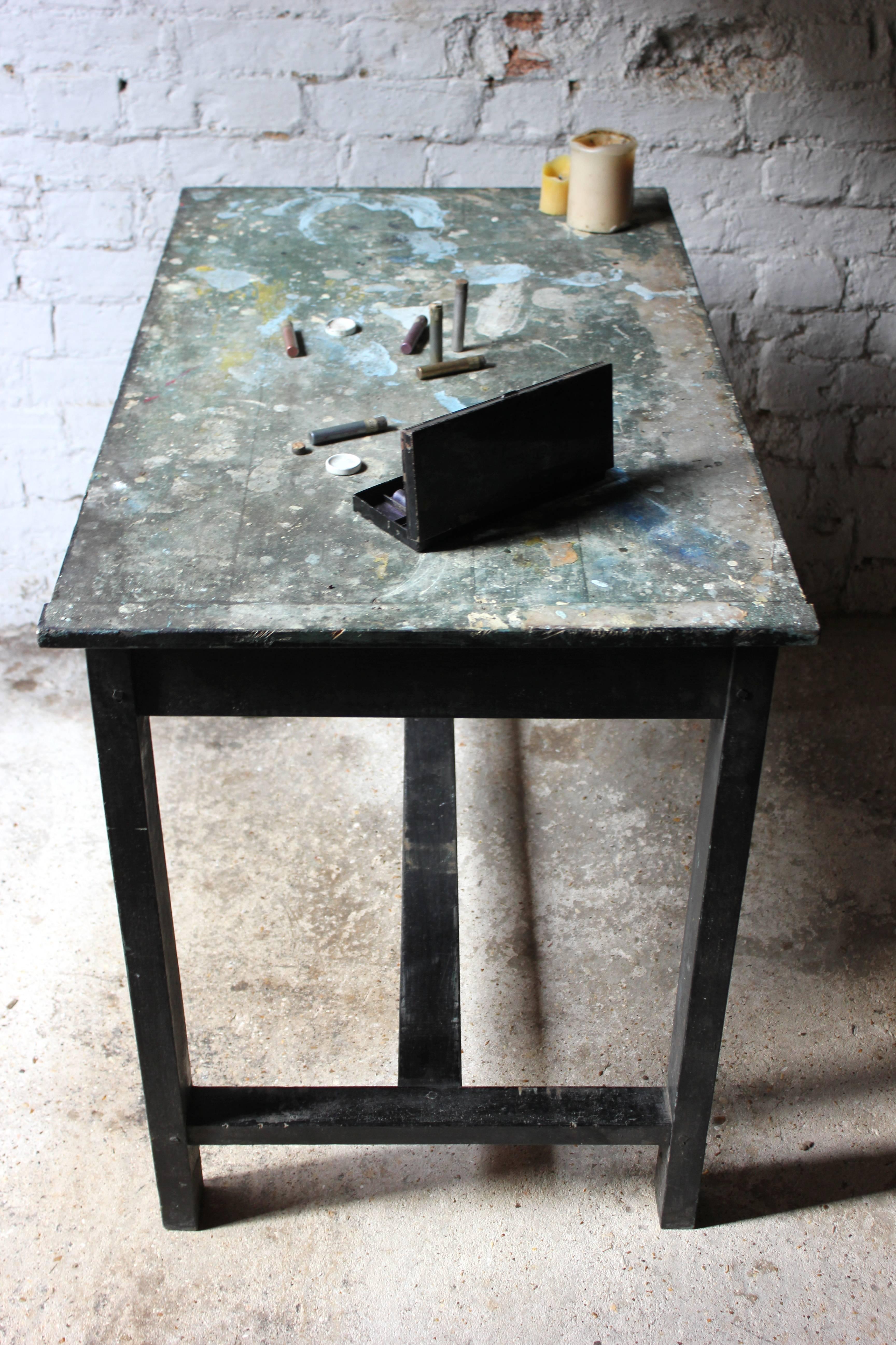 Fantastic French Early 20th Century Painted Pine Artist’s Studio Table 3