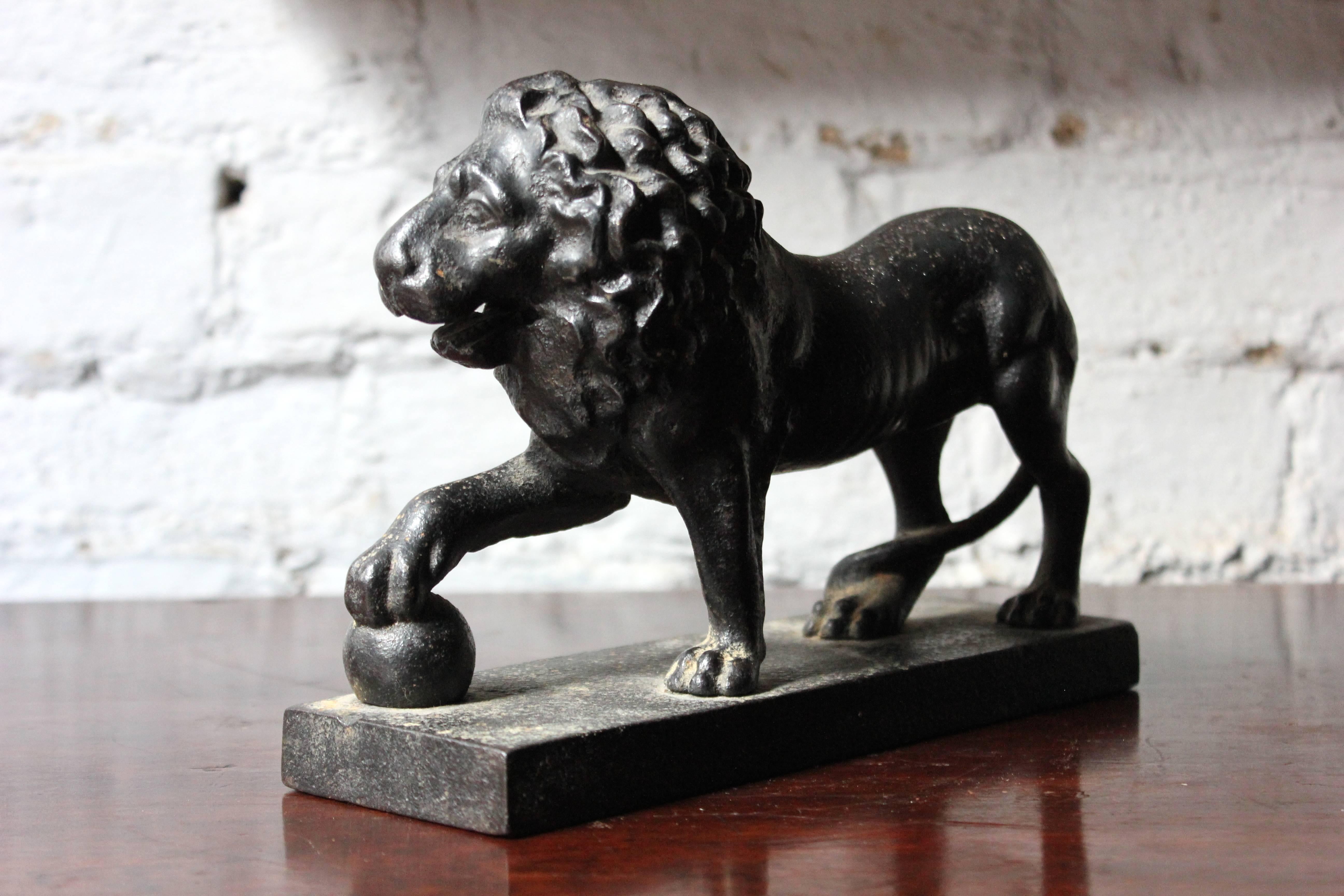 English Regency Cast Iron Door Porter in the Form of the Medici Lion, circa 1820-1830