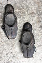 Rare Pair of Early Children’s Leather and Iron Shod Pattens or Overshoes