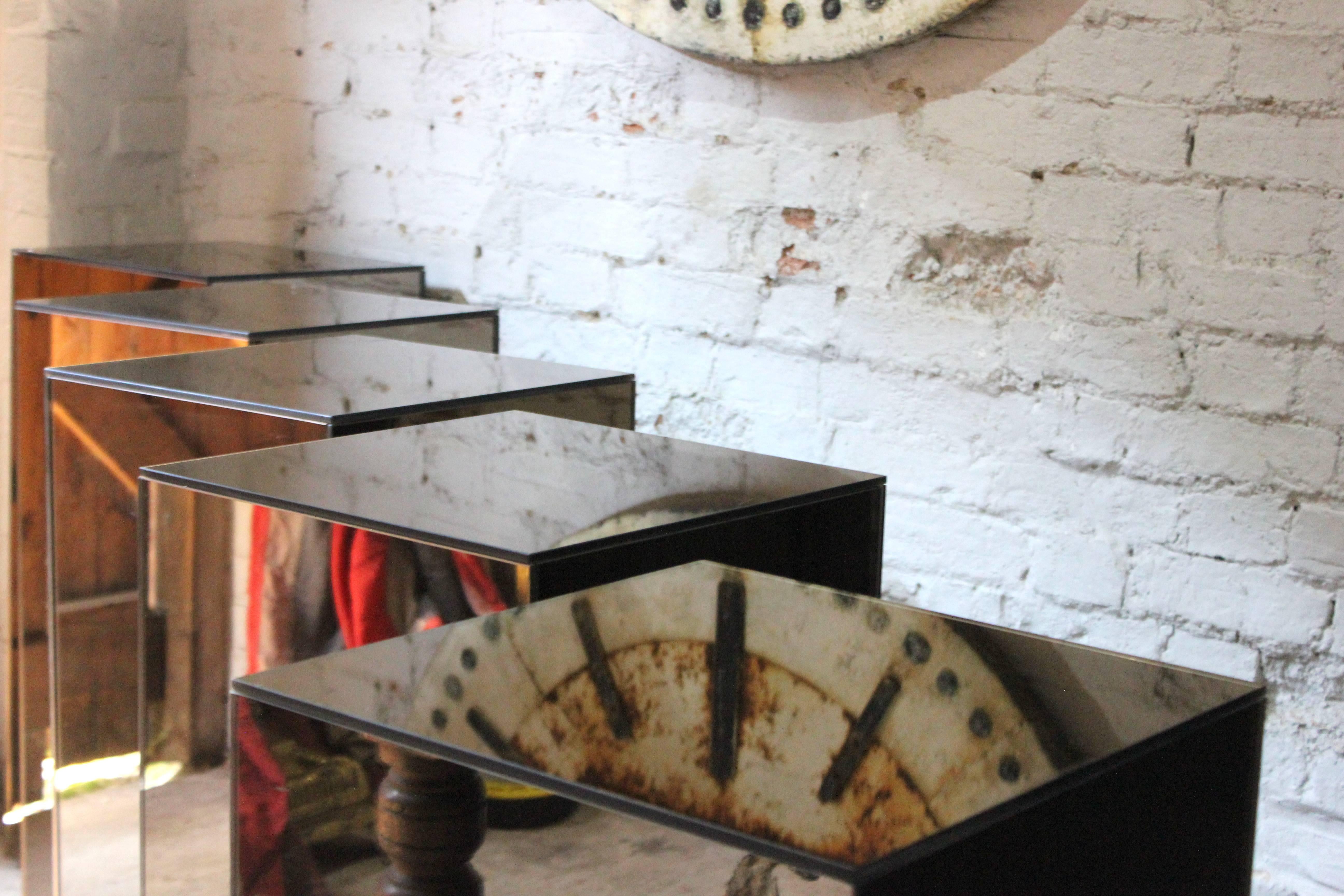 Late 20th Century Fantastic Group of Five Mirrored Pedestals, circa 1970-1980