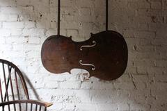 Folk Art Silhouette Sheet Metal Trade Sign Formed as a Violin, Vienna