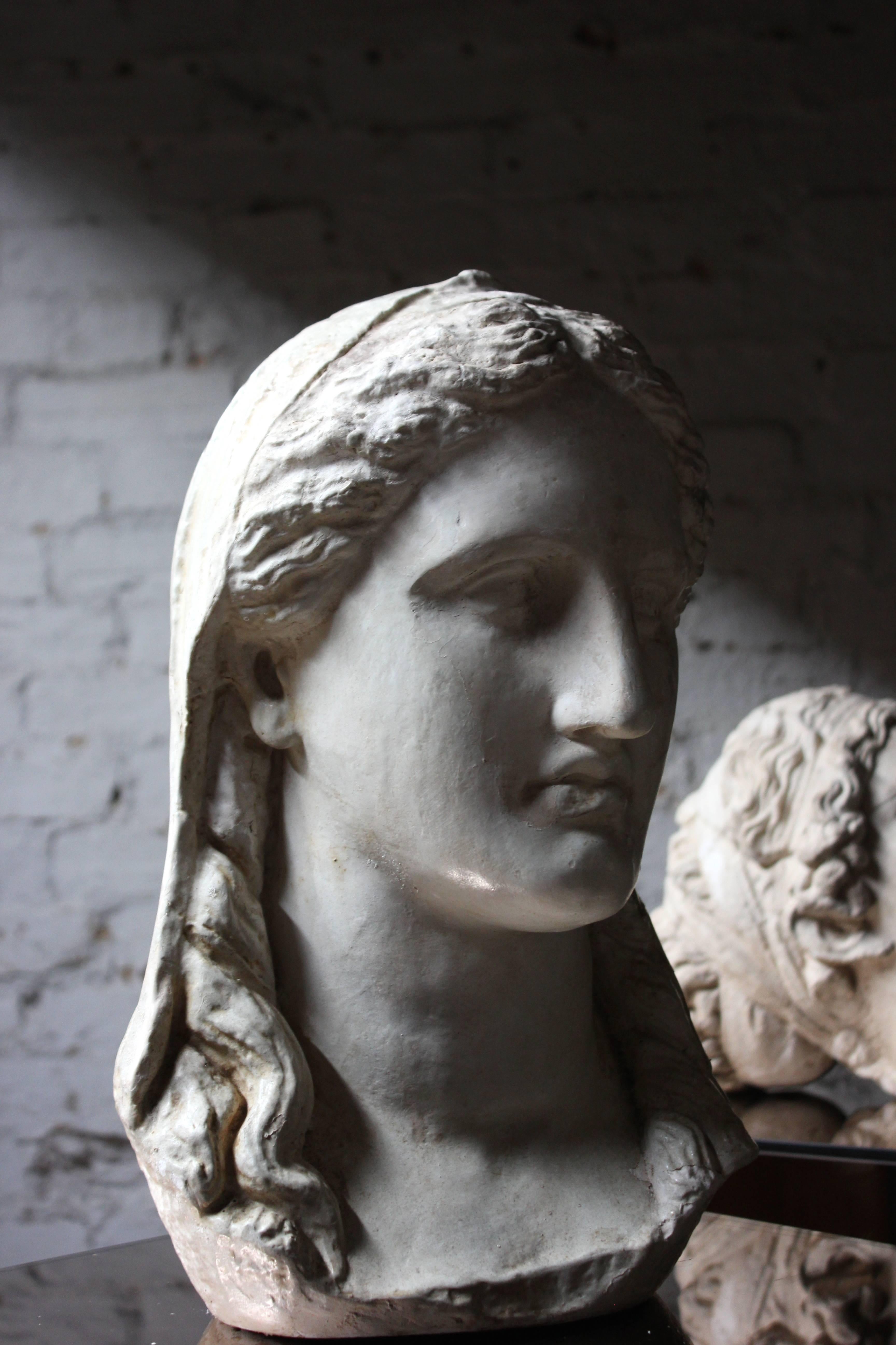 Highly Decorative Group of Five 20th Century Plaster Portrait Head Studies 2
