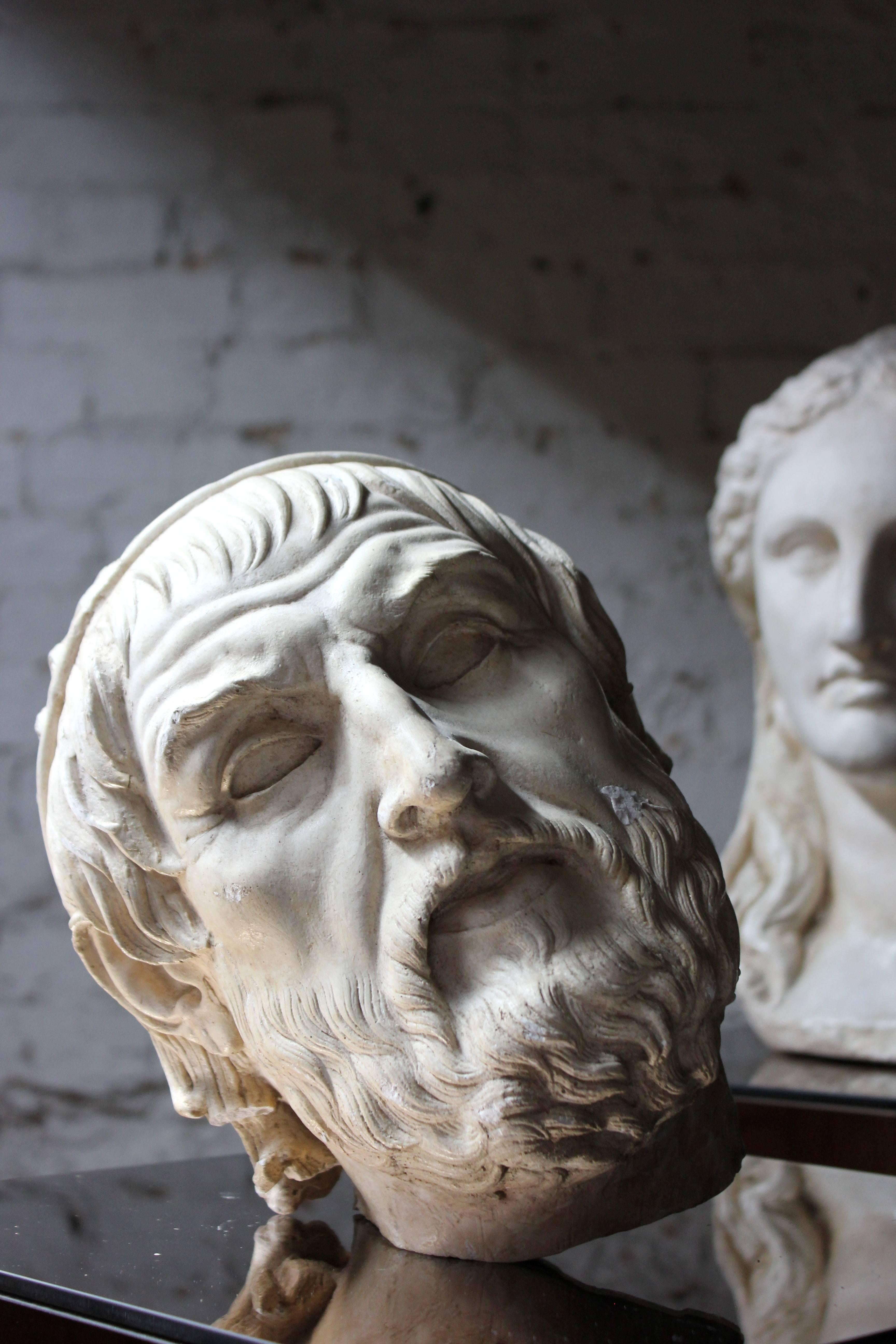 Highly Decorative Group of Five 20th Century Plaster Portrait Head Studies 4