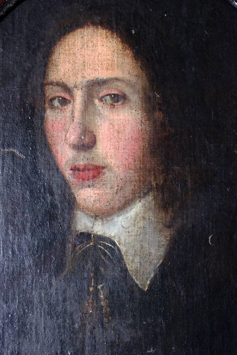 Louis XV 18th Century, French School Oval Oil on Canvas Portrait of a Young Gentleman For Sale