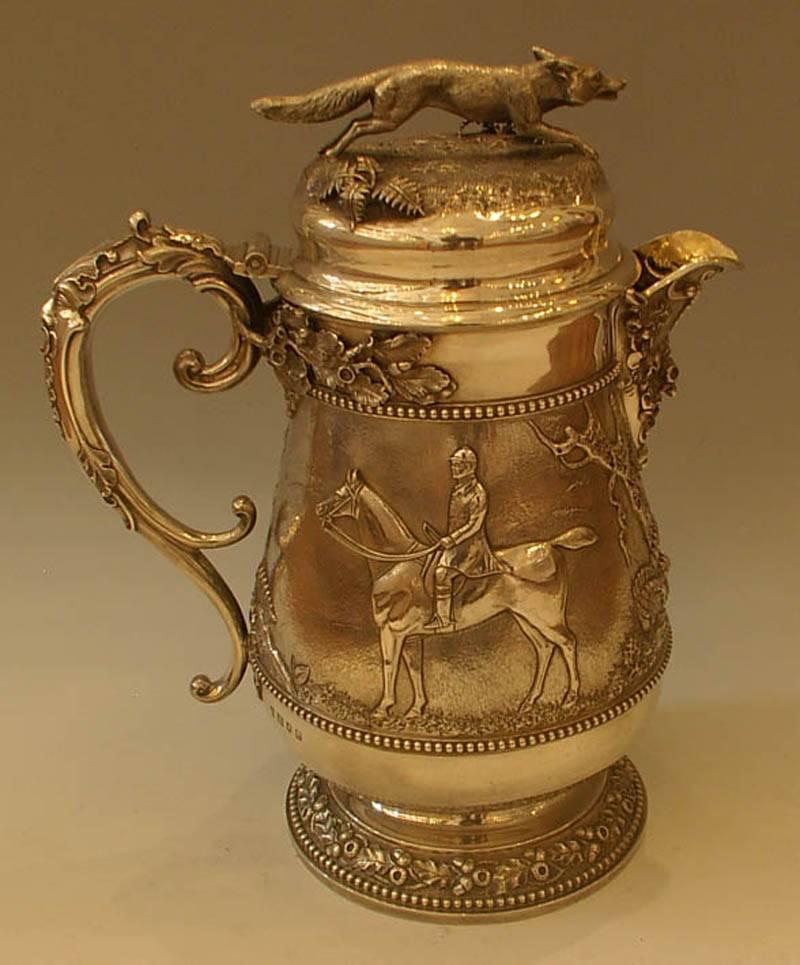 Price reduced by 10% as of 10/04/17.

An exceptional and very large hunting themed sterling silver tankard by Holland, Aldwinkle and Slater, London, 1903.

Exceptionally gilded interior and standing 17 inches high.

Holland, Aldwinkle and Slater