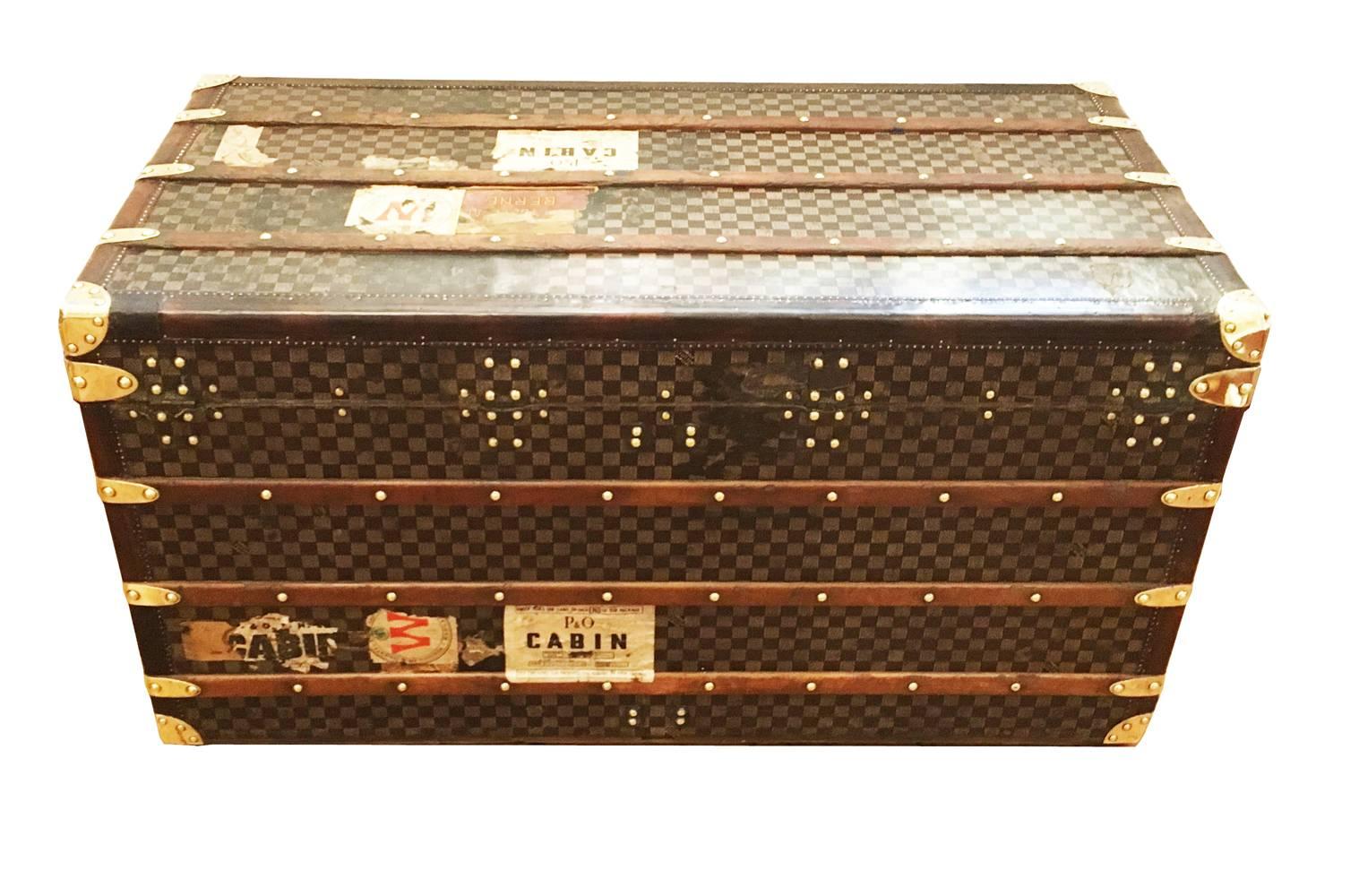 French Louis Vuitton Damier Patterned Courier Trunk, circa 1890 For Sale