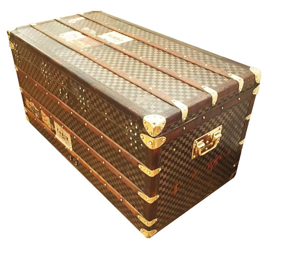 Late 19th Century Louis Vuitton Damier Patterned Courier Trunk, circa 1890 For Sale