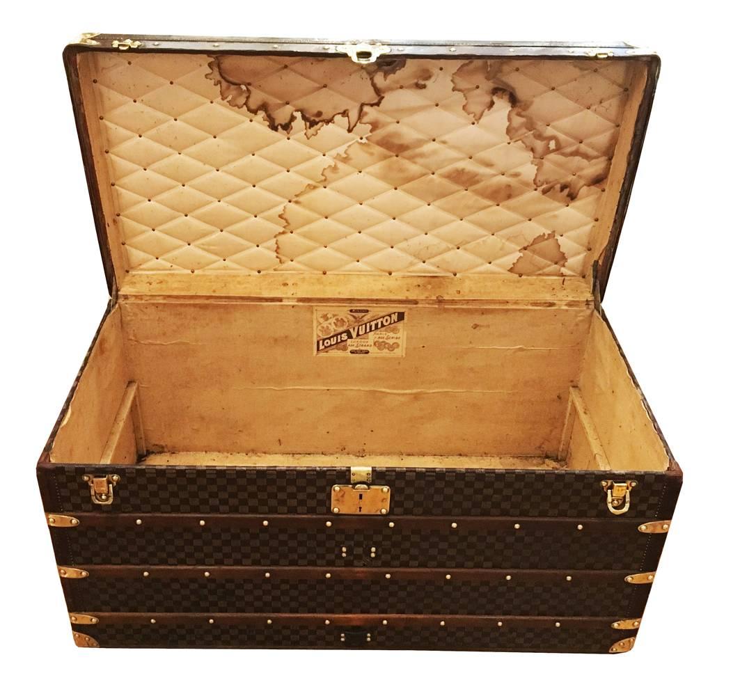 Leather Louis Vuitton Damier Patterned Courier Trunk, circa 1890 For Sale