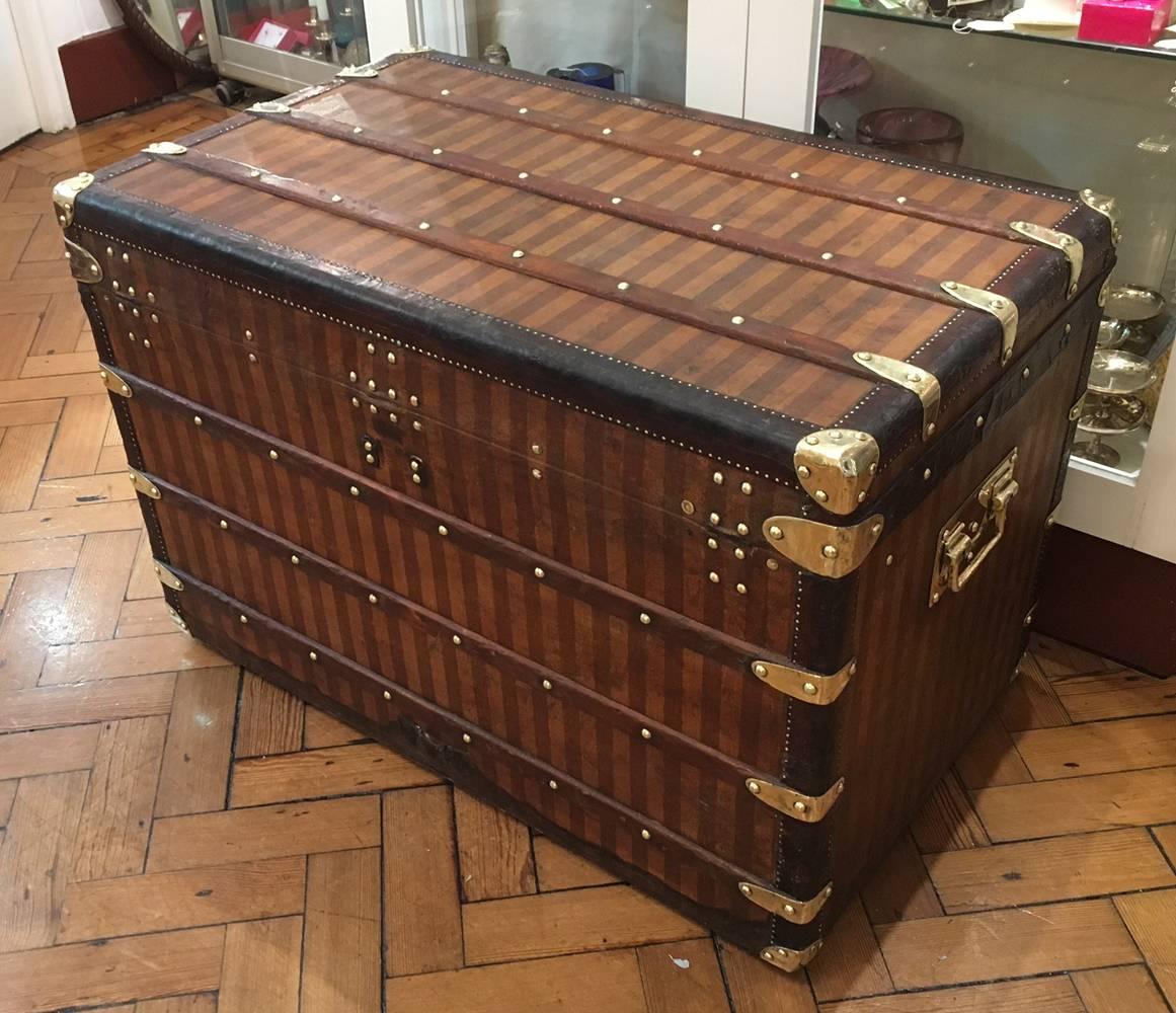 Late 19th Century Louis Vuitton Striped Canvas 'Rayee' Courier Trunk, circa 1885