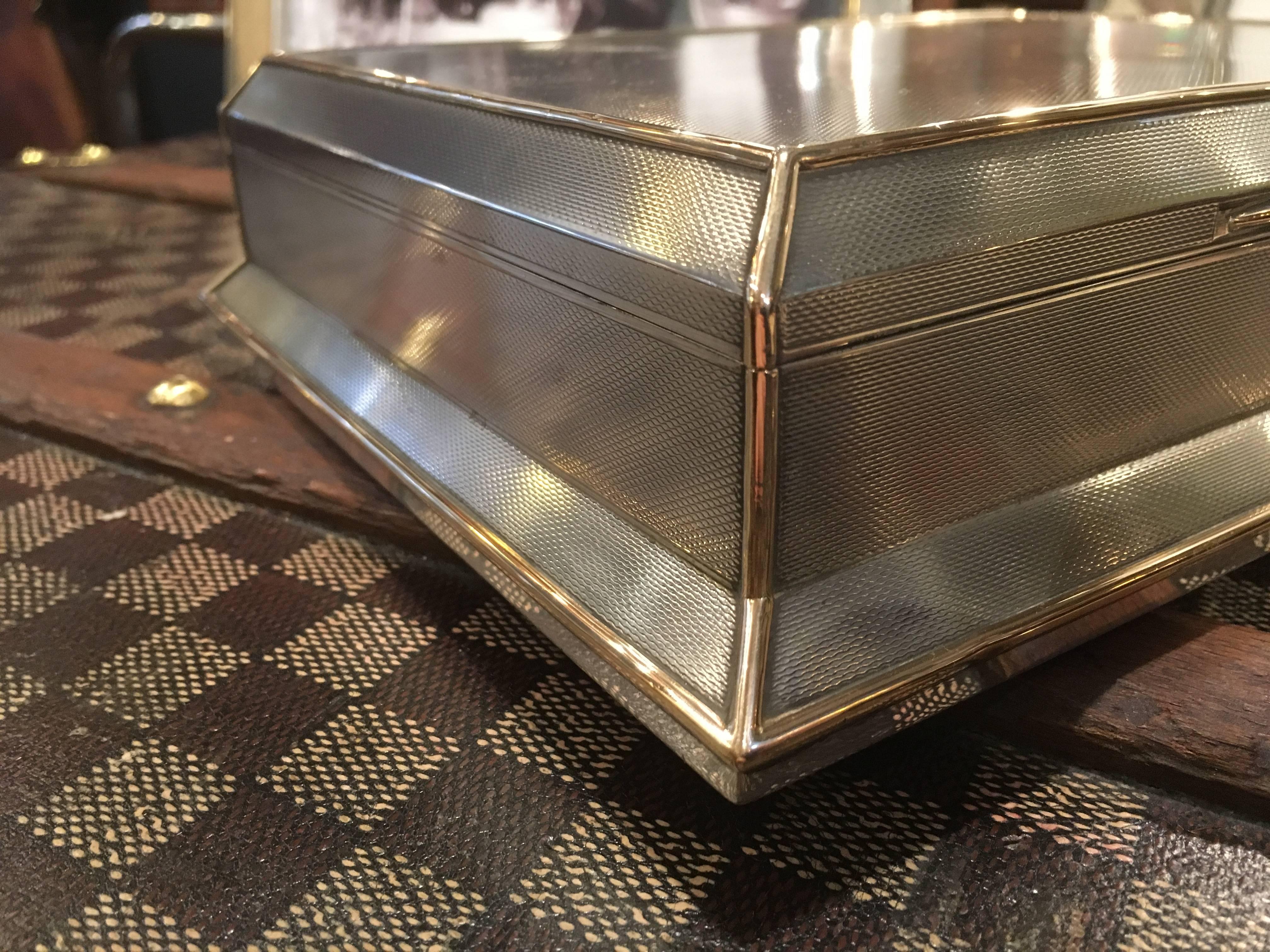 Asprey Art Deco Silver and Gold Cigar Box 2