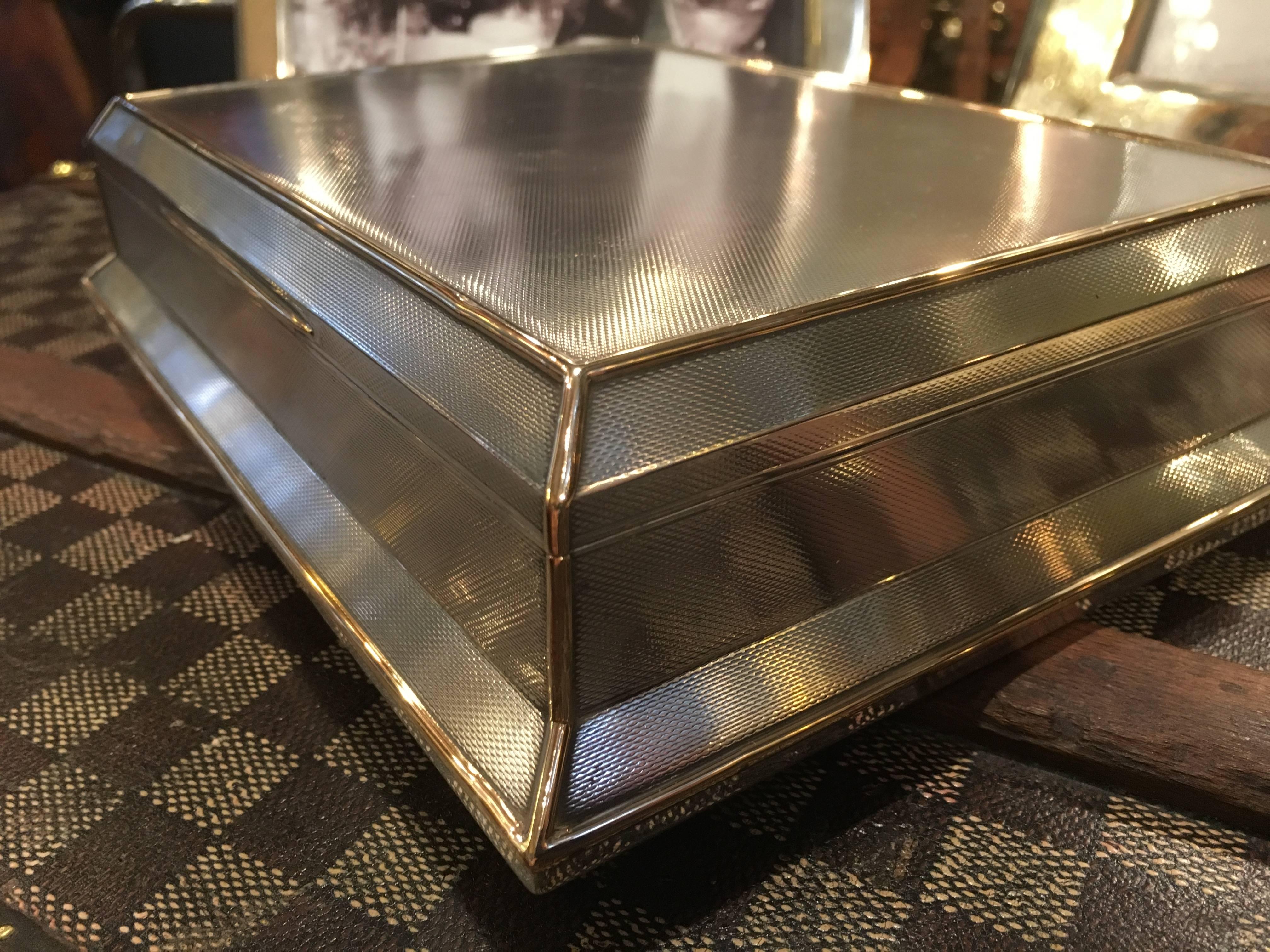Asprey Art Deco Silver and Gold Cigar Box 3