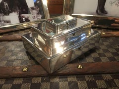 Art Deco Asprey Sterling Silver Triple Tier Cigar, Cigarette and Vesta Box