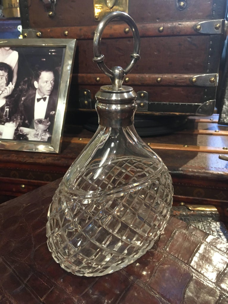 Hermes Baccarat Crystal and Silver Decanter For Sale at 1stDibs