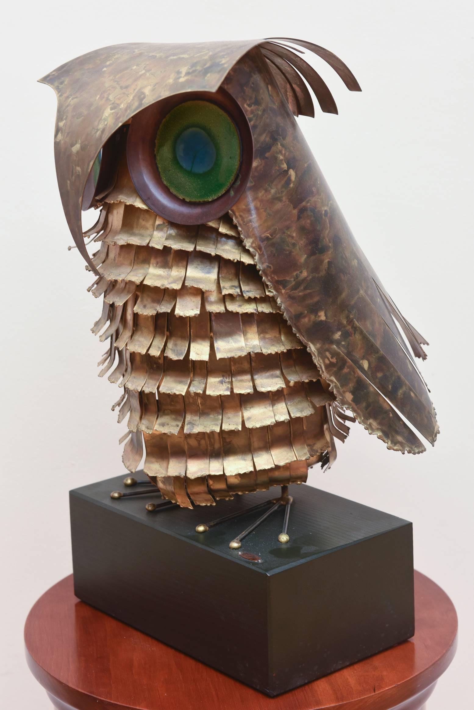 Metalwork Curtis Jere Mid-Century Large Metal Owl Sculpture