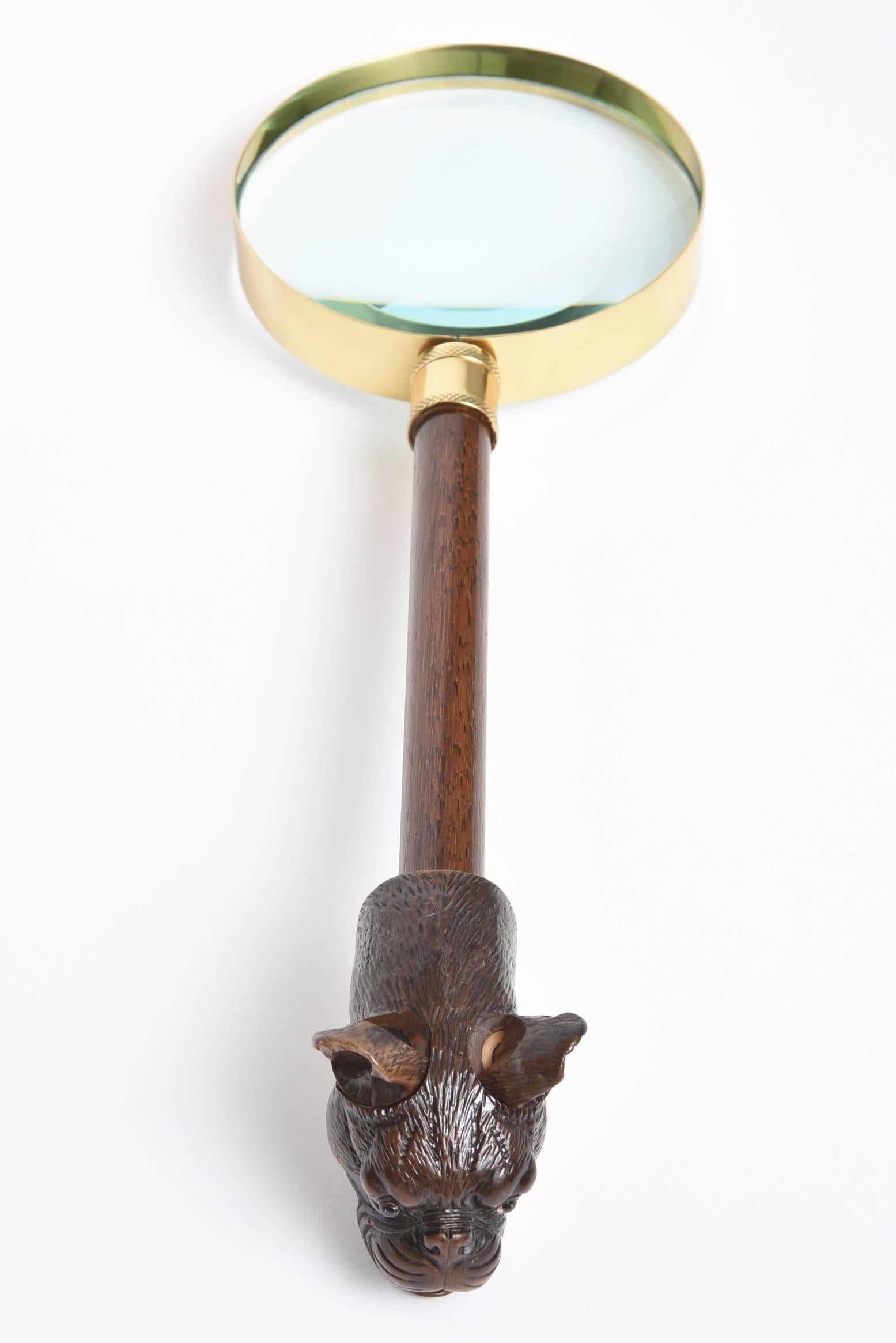 20th Century Carved Wood Mechanical Dog Magnifier